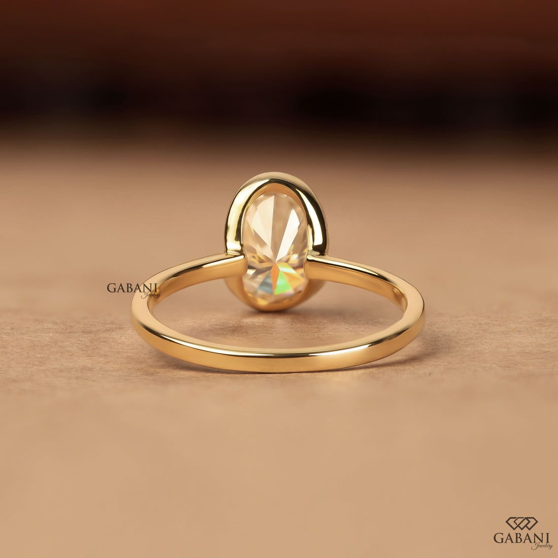 Oval Cut Lab Grown Diamond Half Bezel Solitaire Engagement Ring