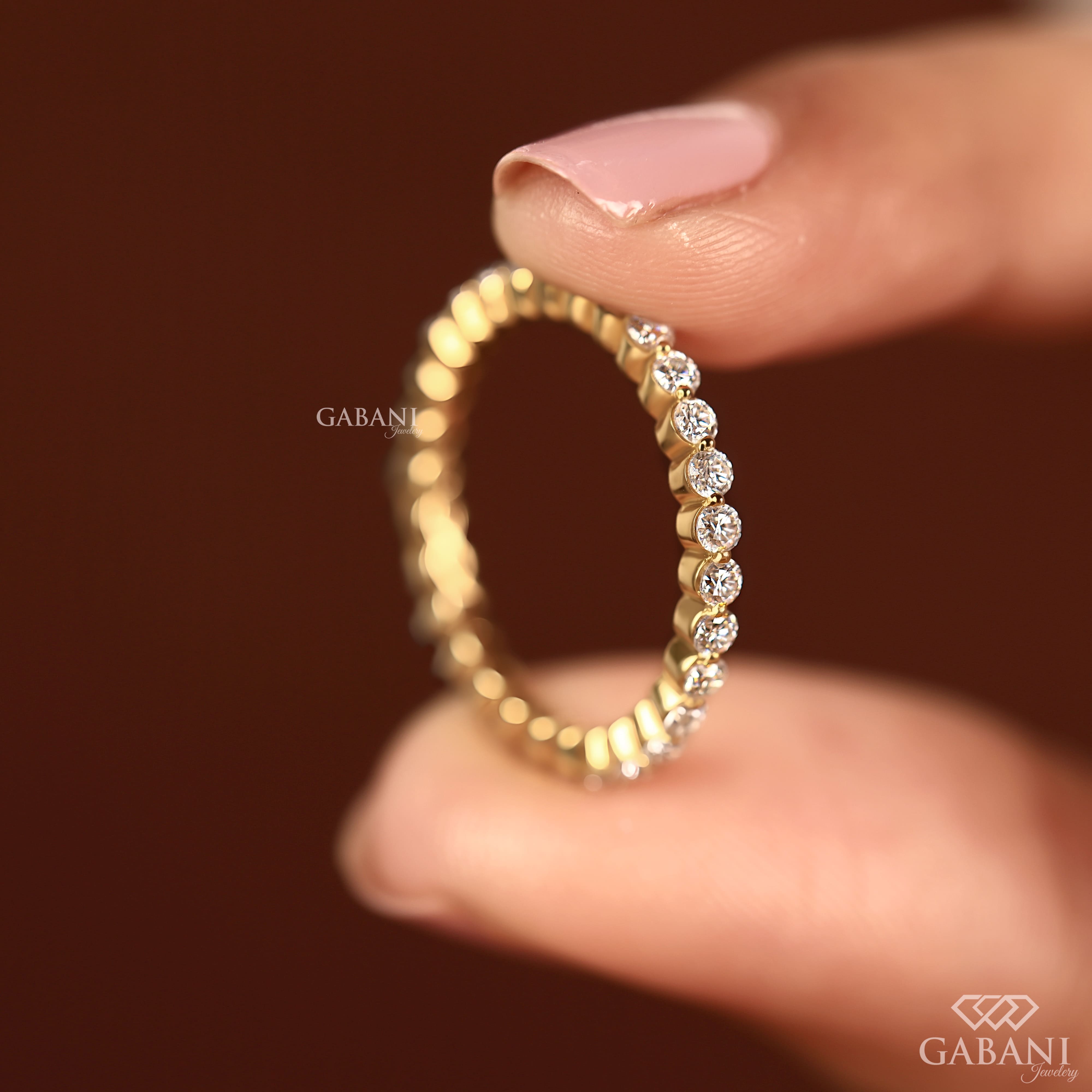 Round Cut Lab Grown Diamond Full Eternity Wedding Band