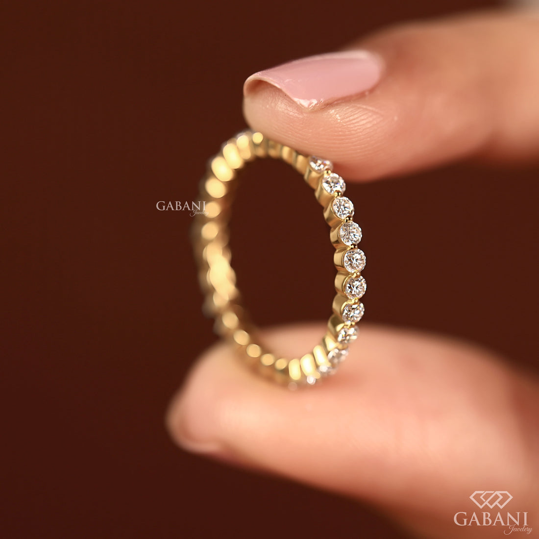 Round Cut Lab Grown Diamond Full Eternity Wedding Band