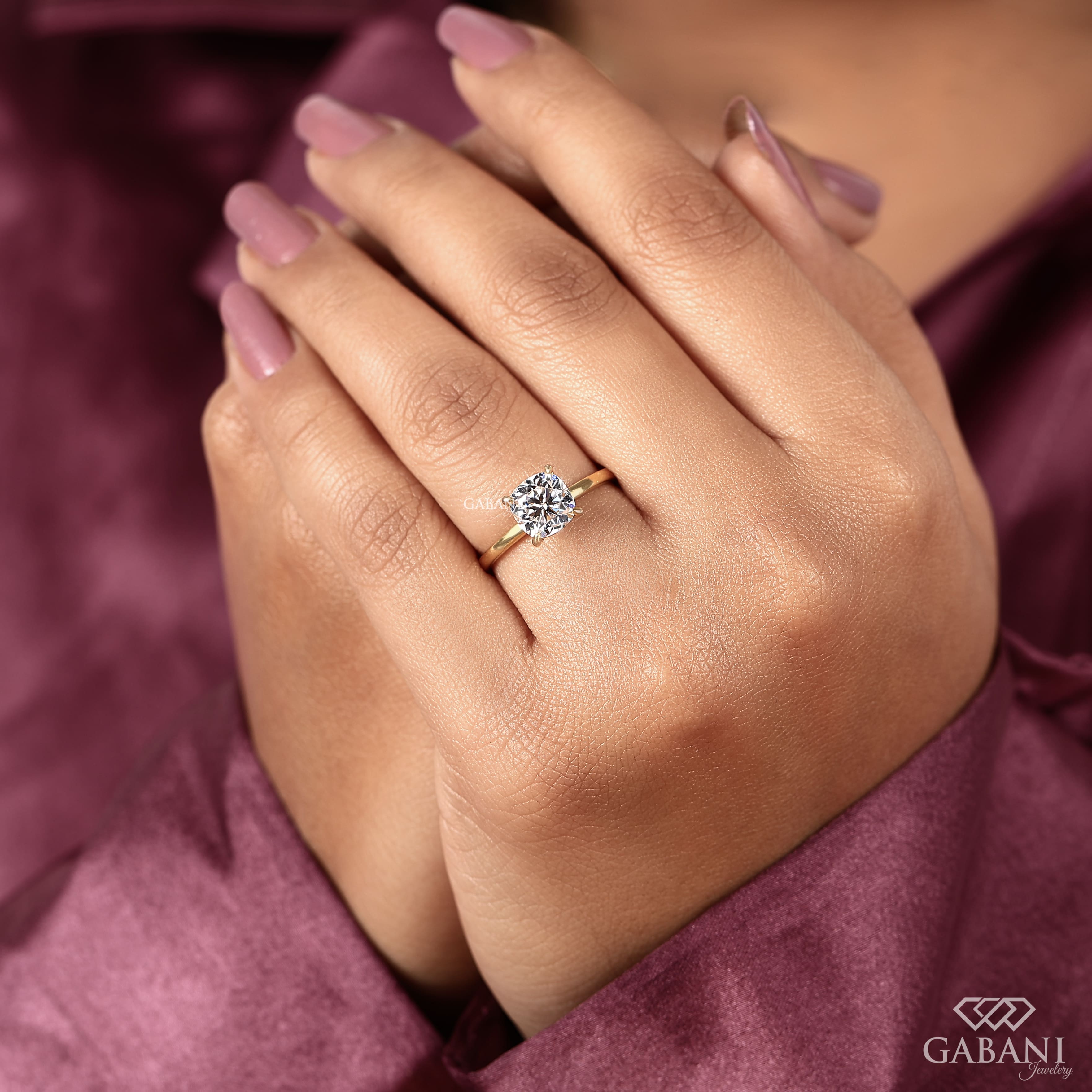 Cushion Cut Diamond Solitaire Ring, Timeless Bridal Engagement Ring