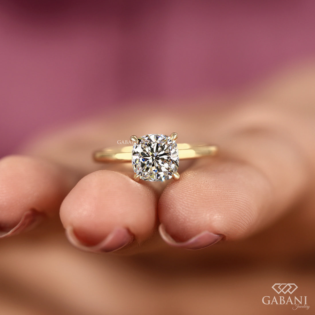 Cushion Cut Diamond Solitaire Ring, Timeless Bridal Engagement Ring