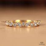 Marquise and Round cut Diamond Half Eternity Wedding Band