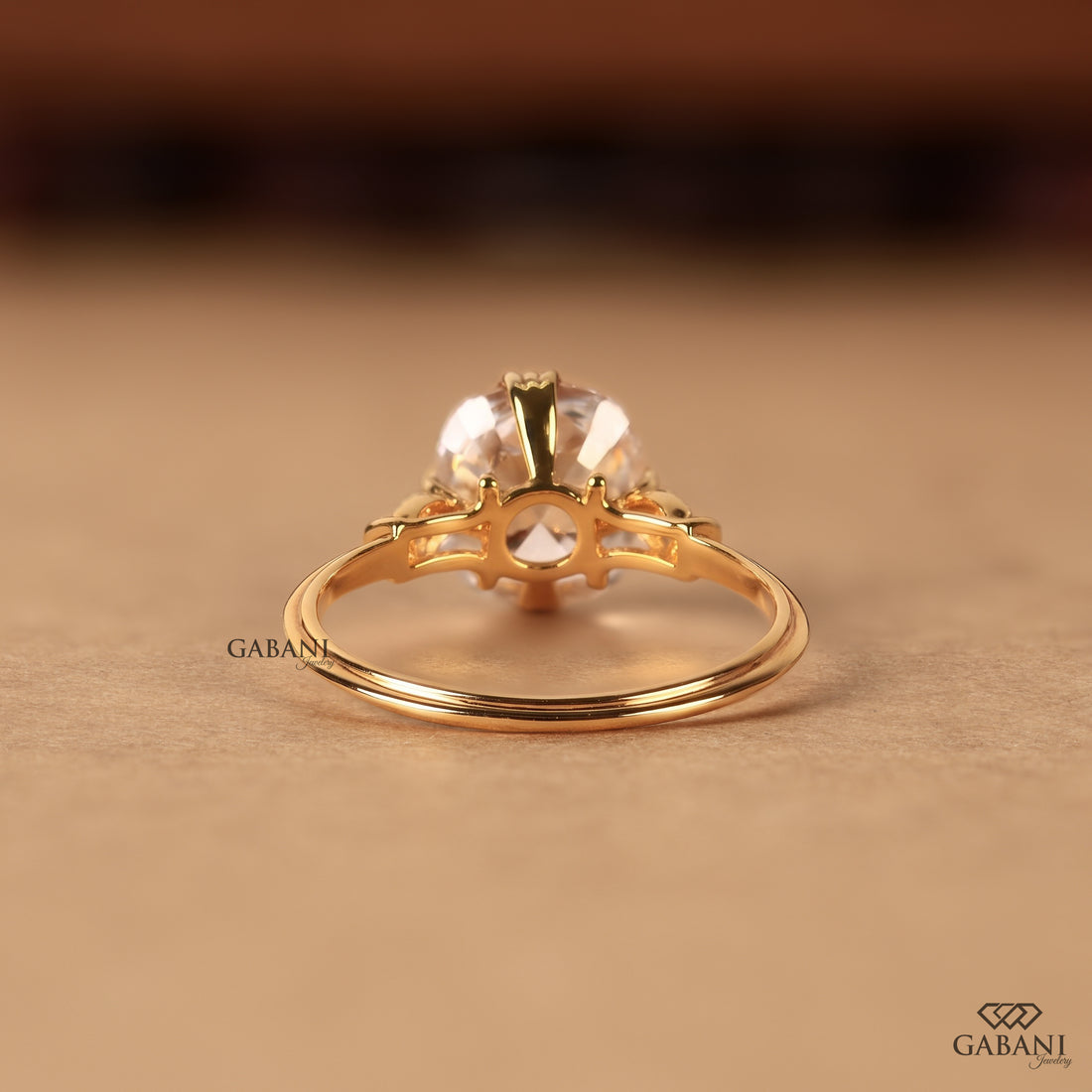 Lab grown diamond engagement ring with cushion cut center stone