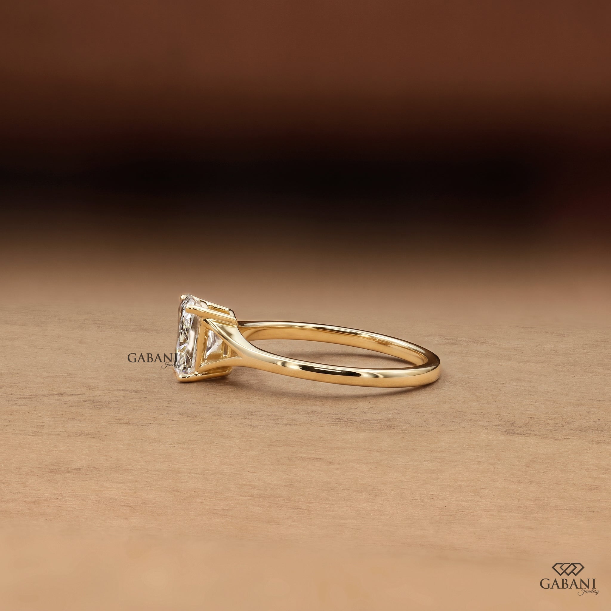 Cushion cut lab grown diamond engagement ring with modern split shank band design