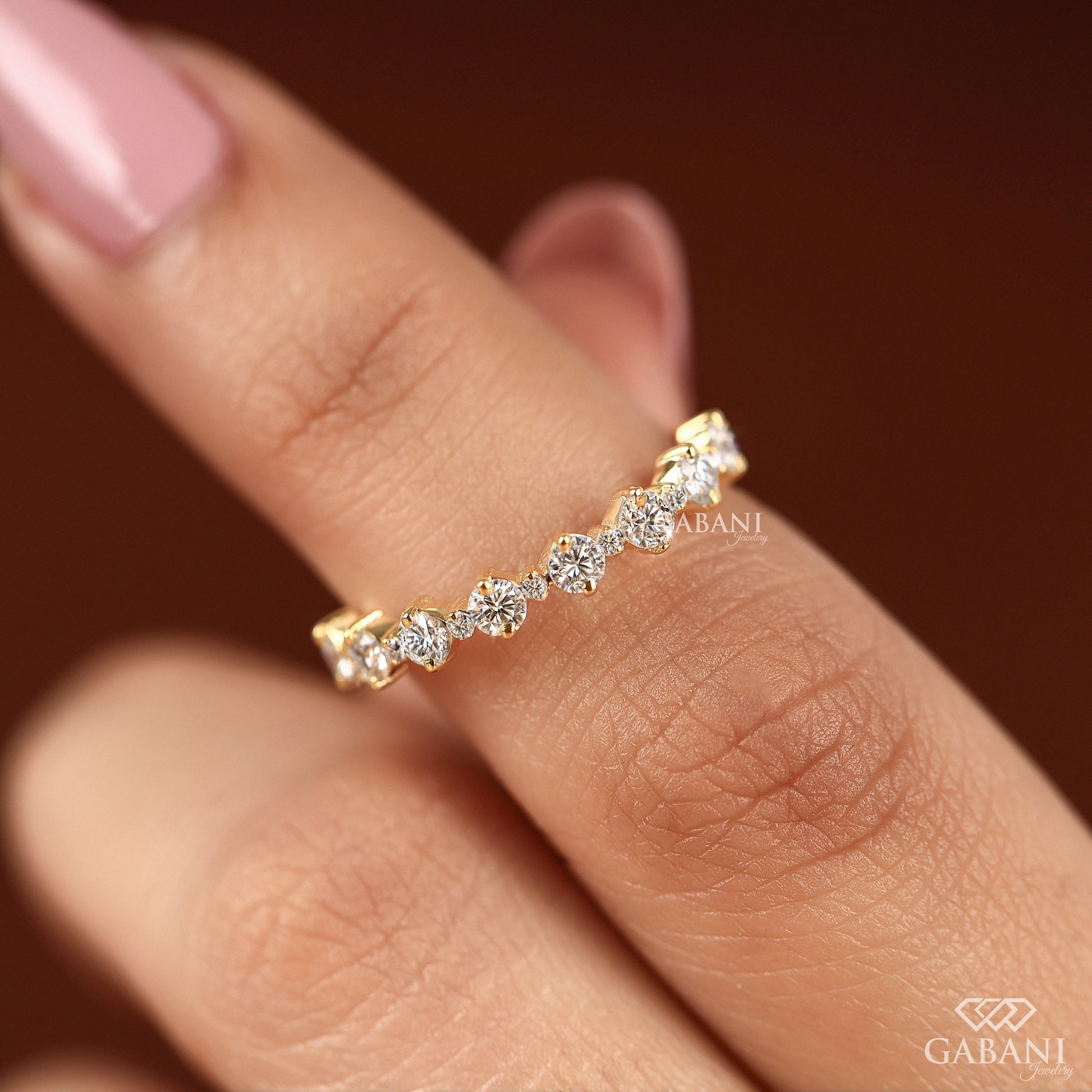 Yellow gold lab diamond matching band for wedding stacking
