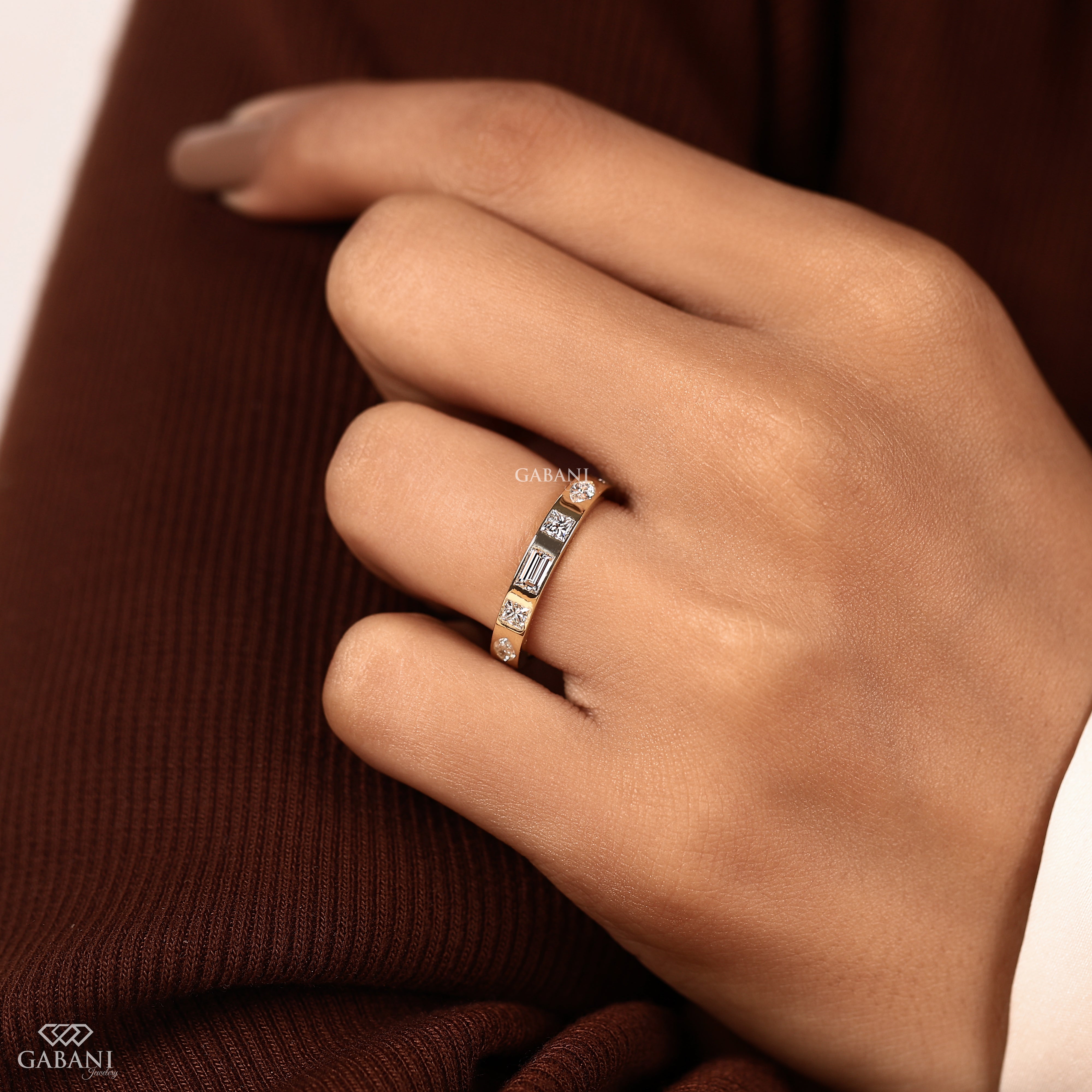 14k Gold Flush set Diamond Wedding For Women
