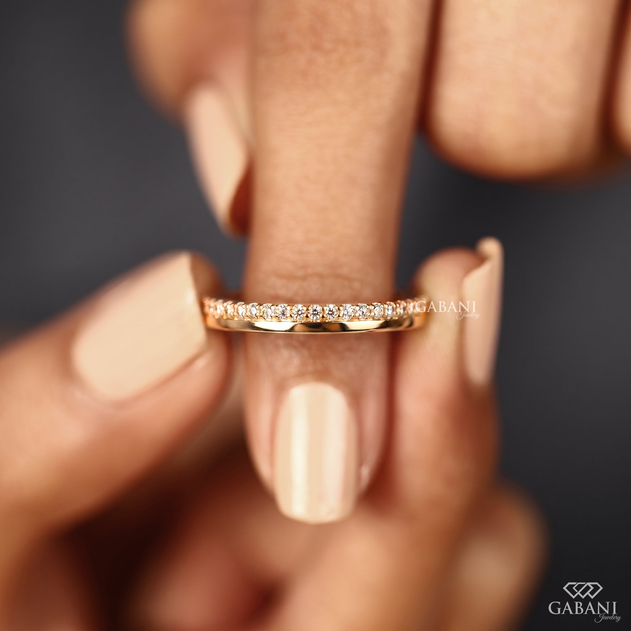 natural diamond pave wedding band