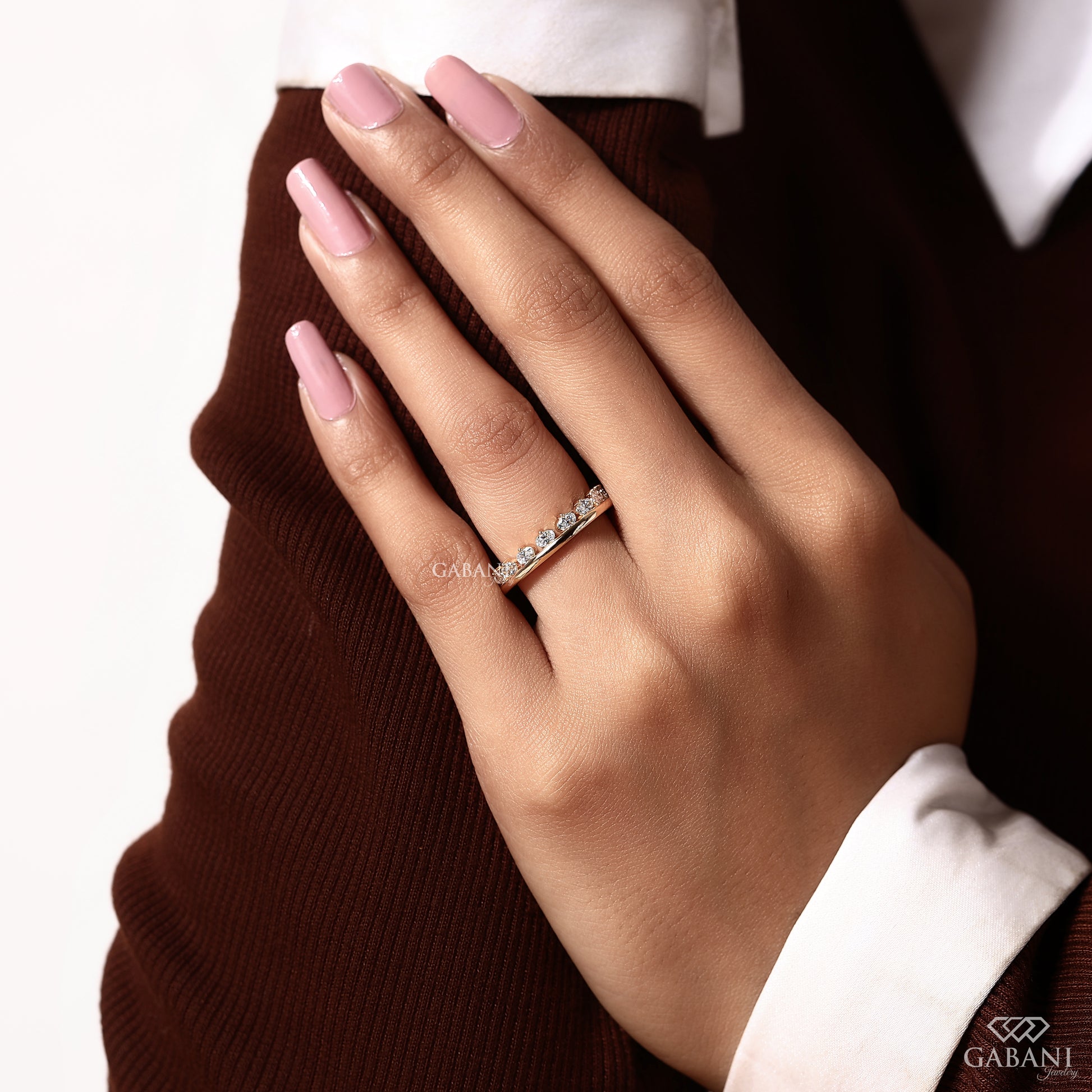 Gabani Jewelry east west oval diamond stackable ring