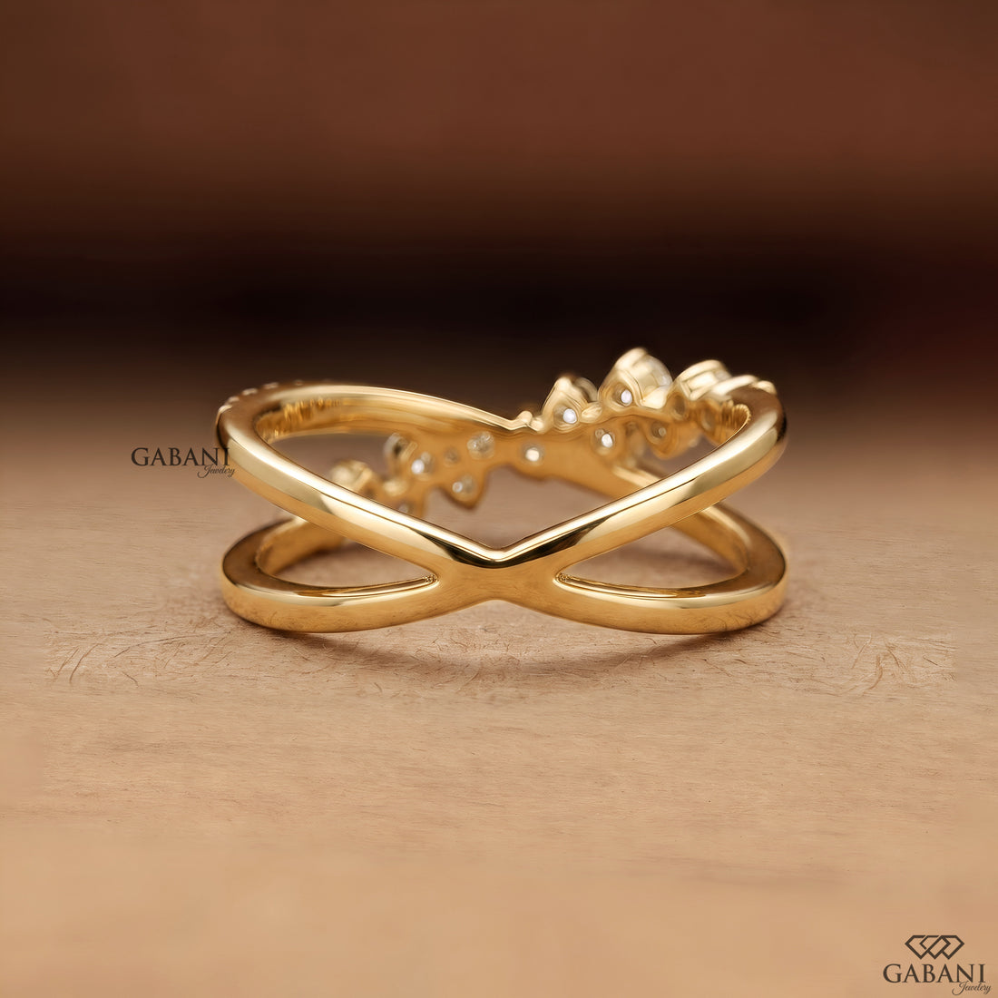 Criss Cross Lab Grown Diamond Band, X Cluster Ring
