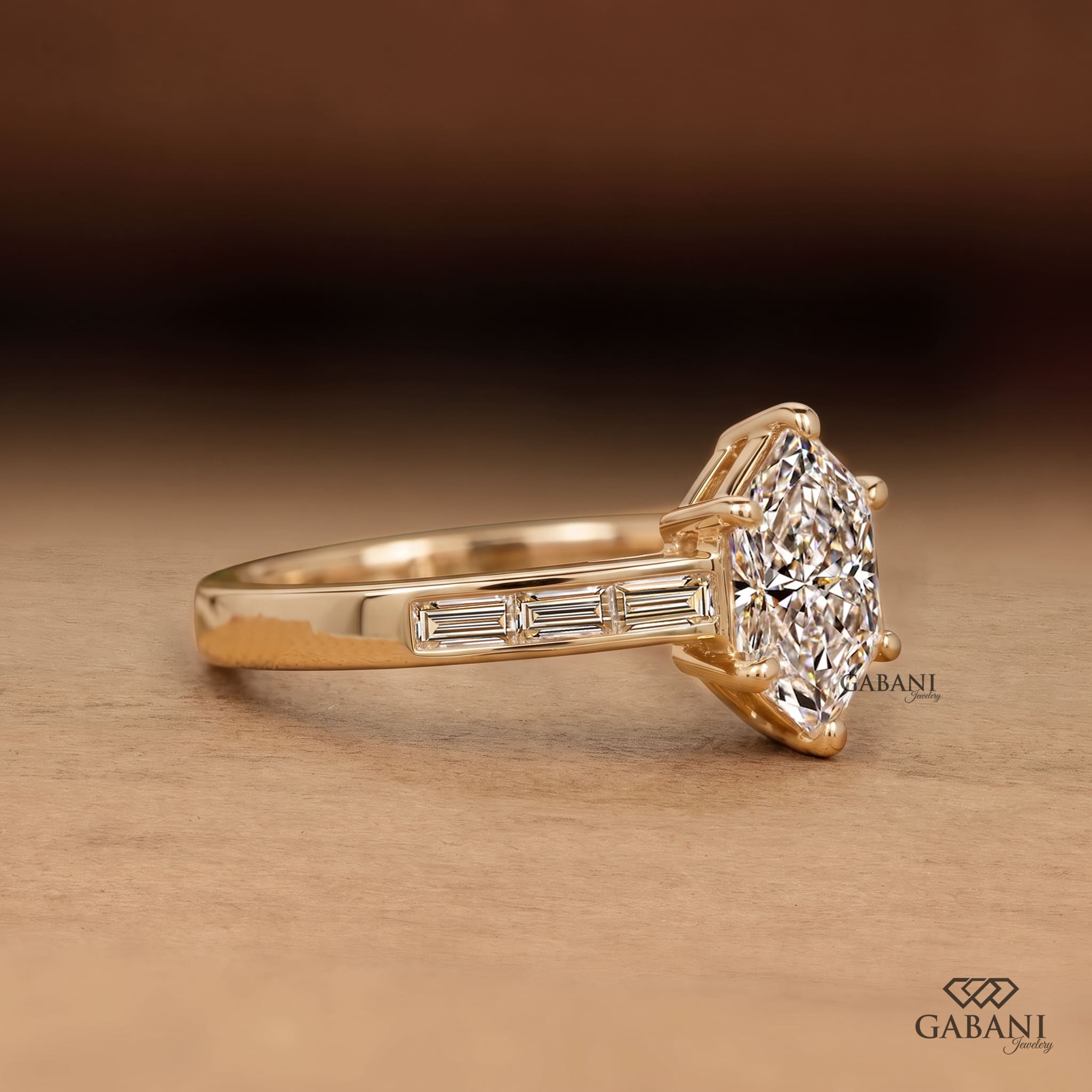 Marquise cut lab grown diamond engagement ring