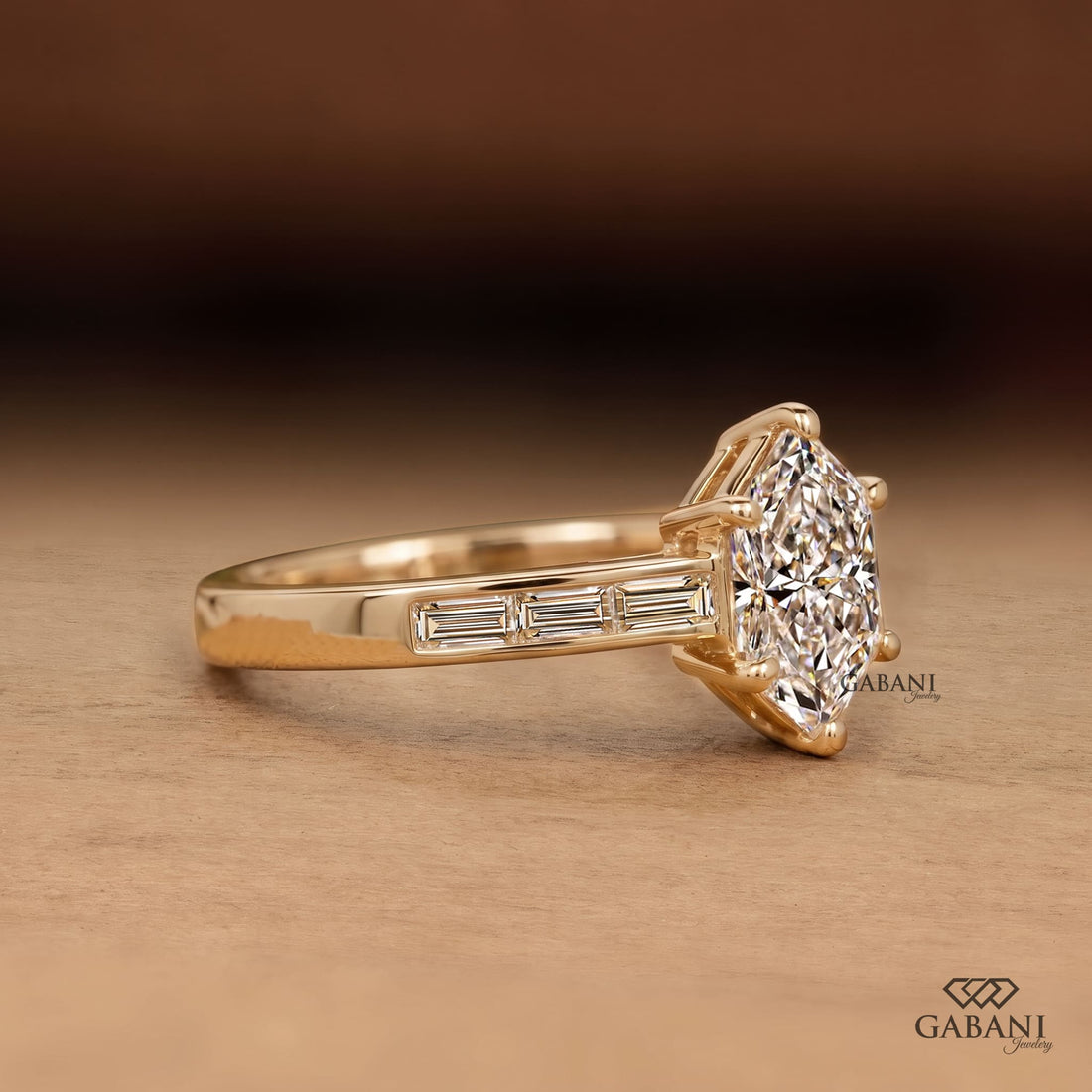 Marquise cut lab grown diamond engagement ring