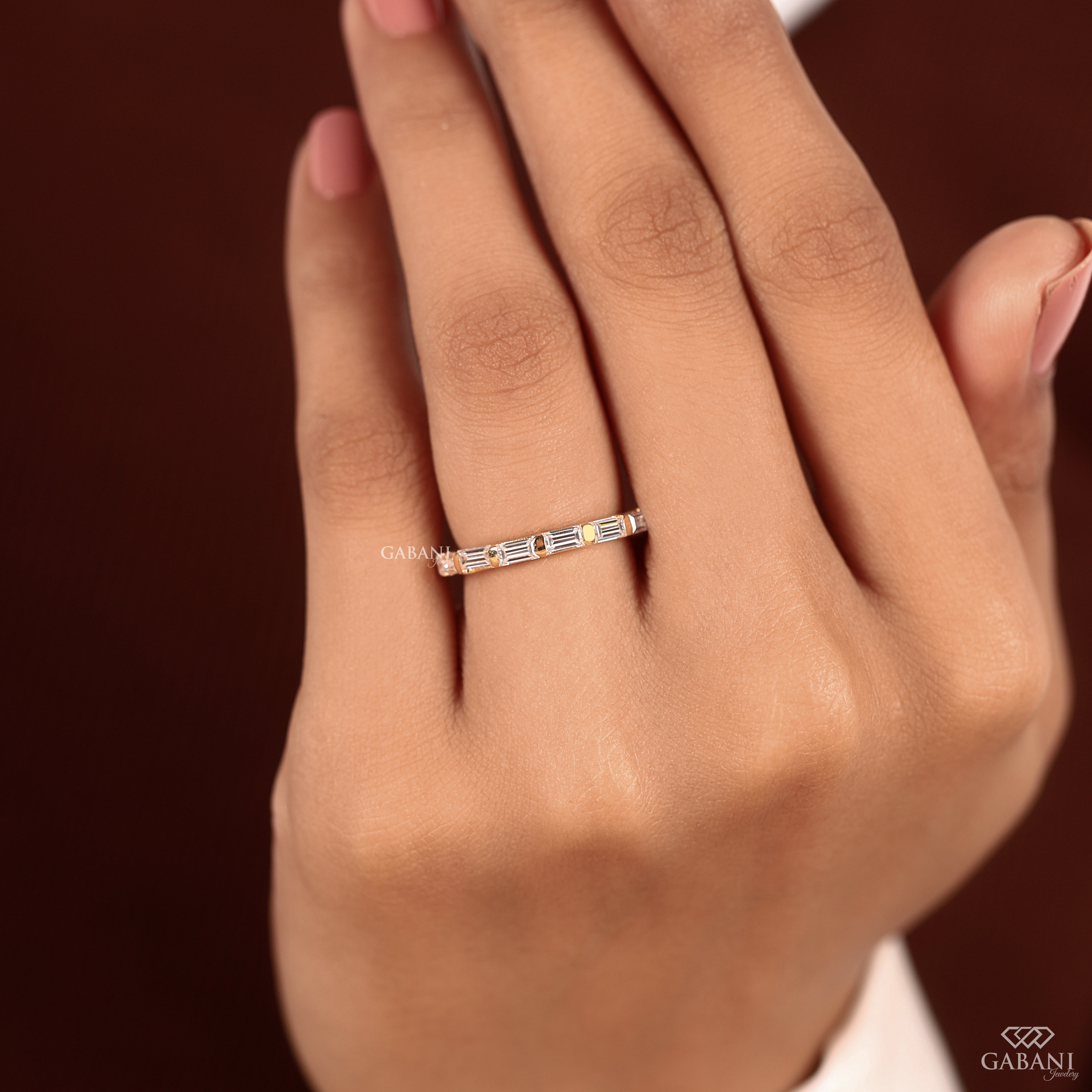 Lab grown diamond baguette eternity band for women