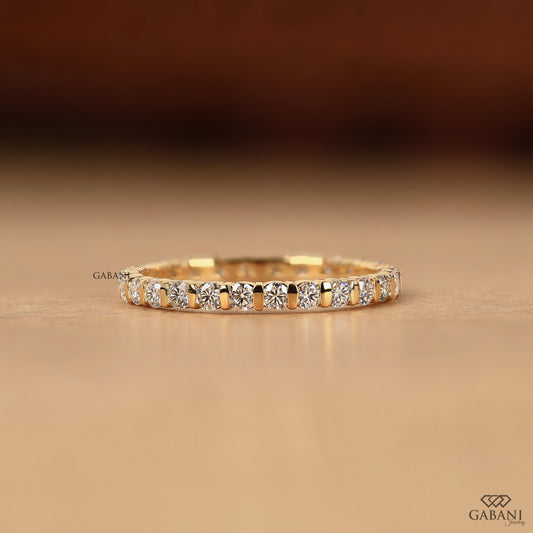 round lab grown diamond bar set wedding band in solid gold
