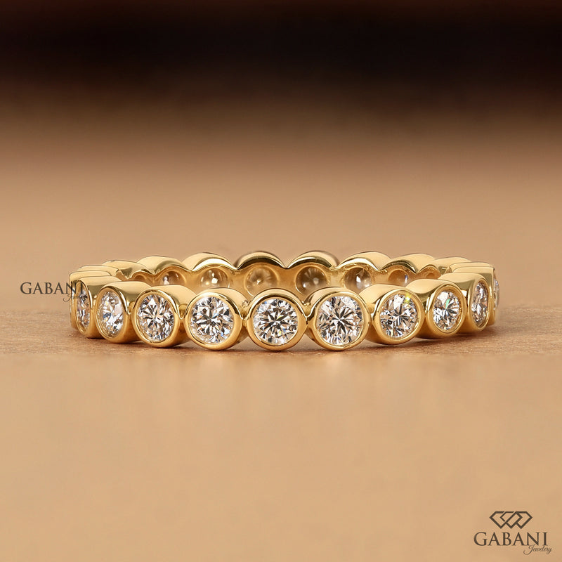 Bezel Set Round Diamond Full Eternity Wedding Band
