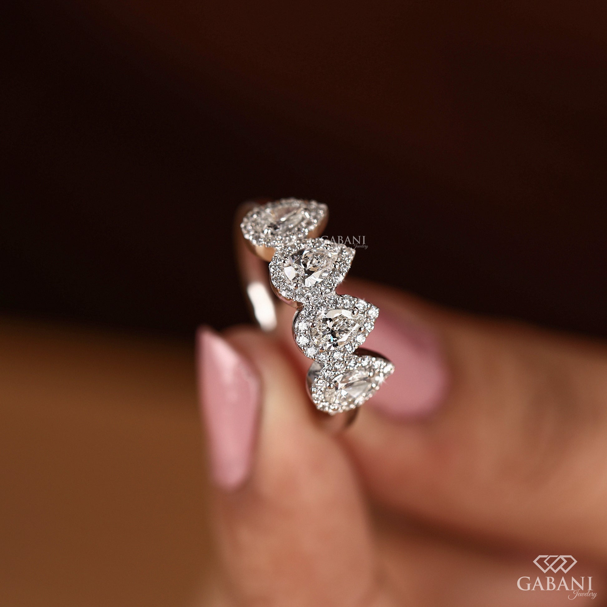certified lab created pear diamond comfort fit ring