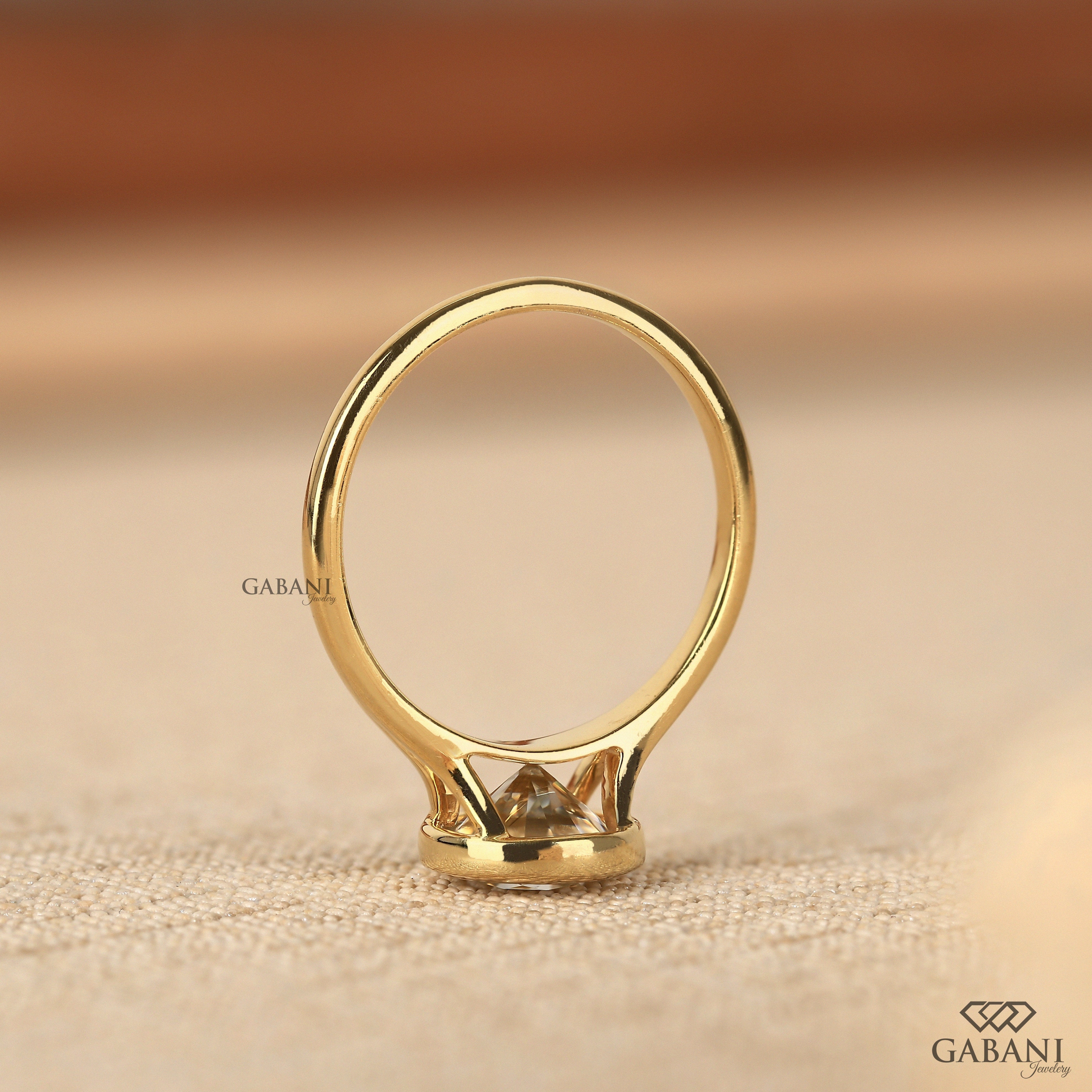 Comfort fit 14K yellow gold lab grown diamond solitaire ring