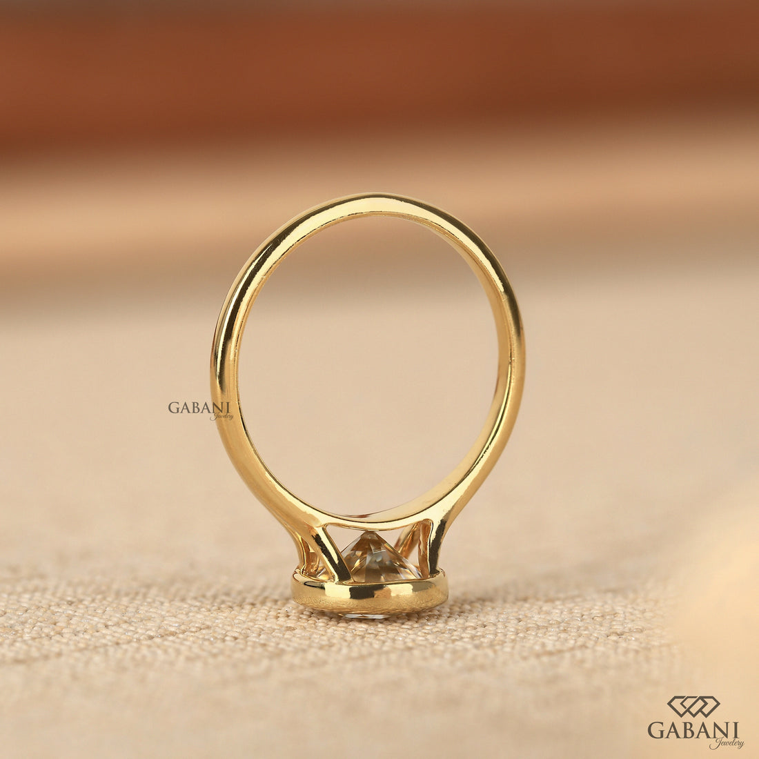 Comfort fit 14K yellow gold lab grown diamond solitaire ring
