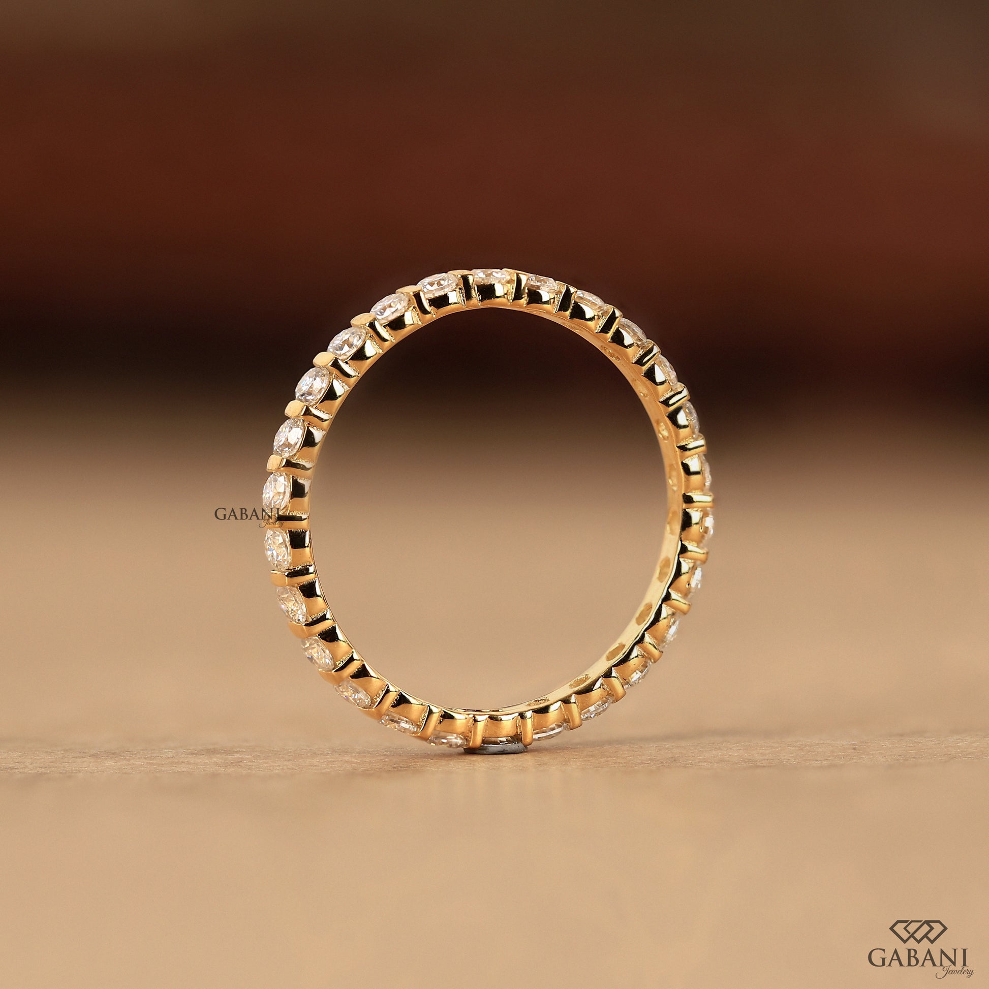 round lab diamond band in bar setting solid gold comfort fit ring