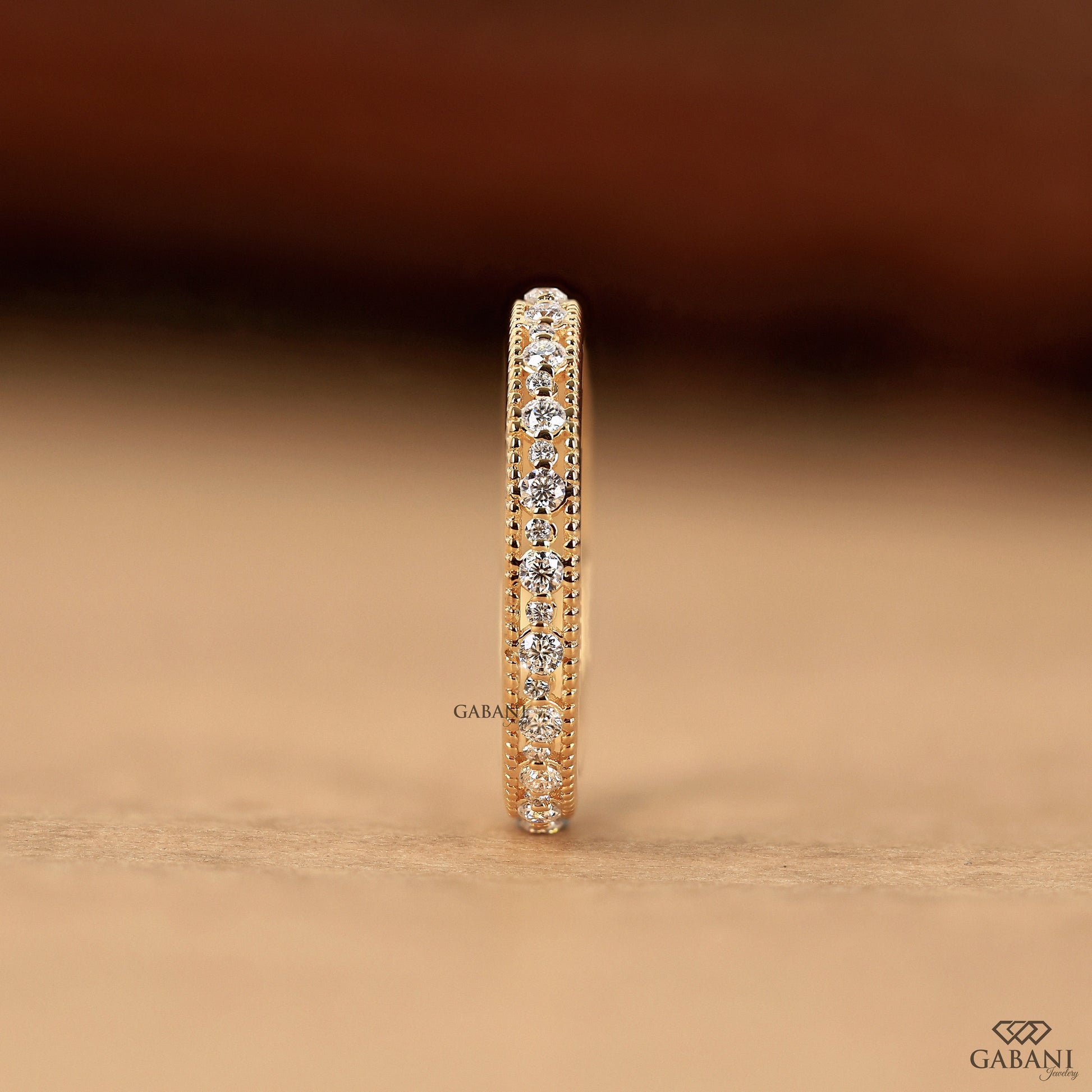 minimal diamond eternity ring in solid yellow gold