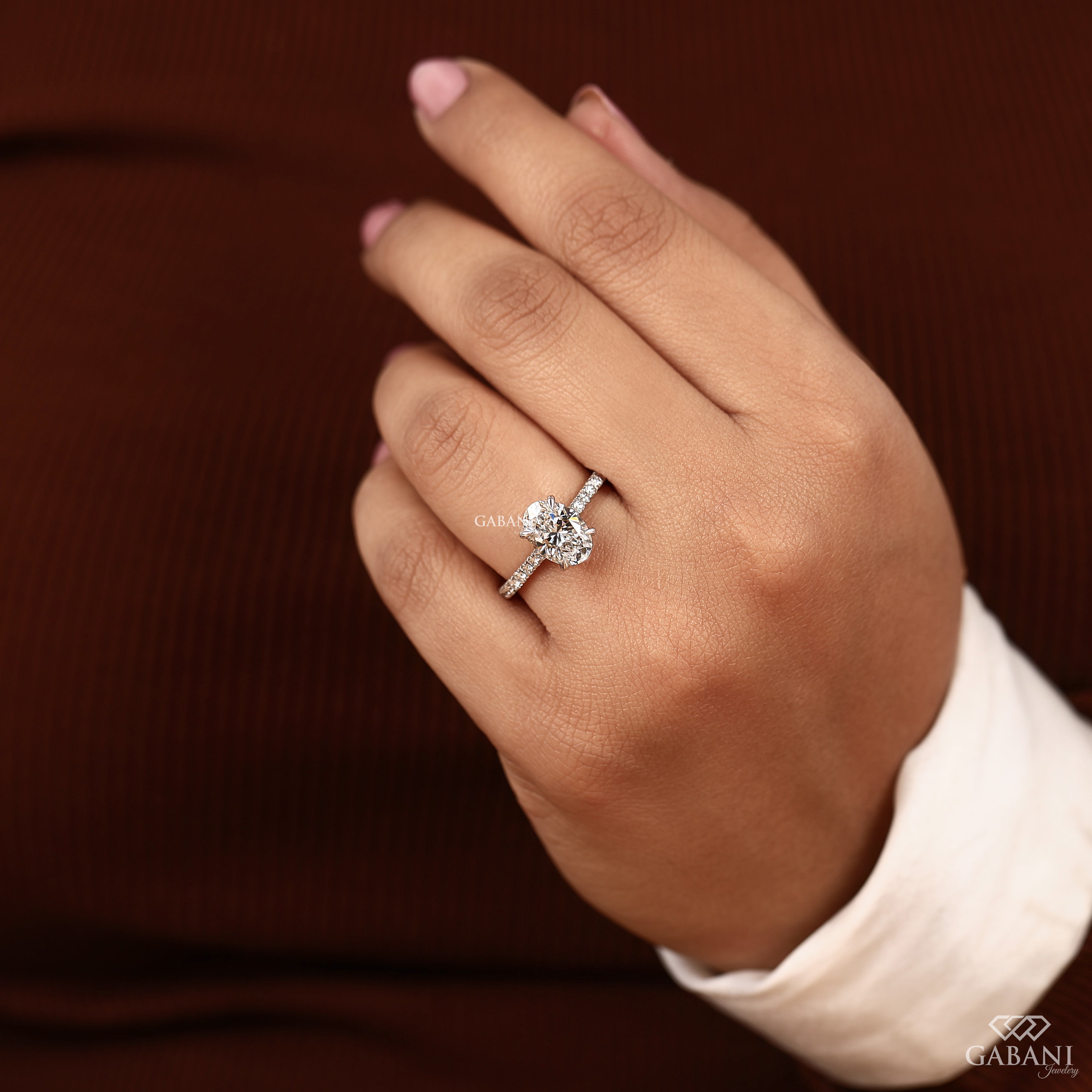 Oval cut lab grown diamond proposal ring