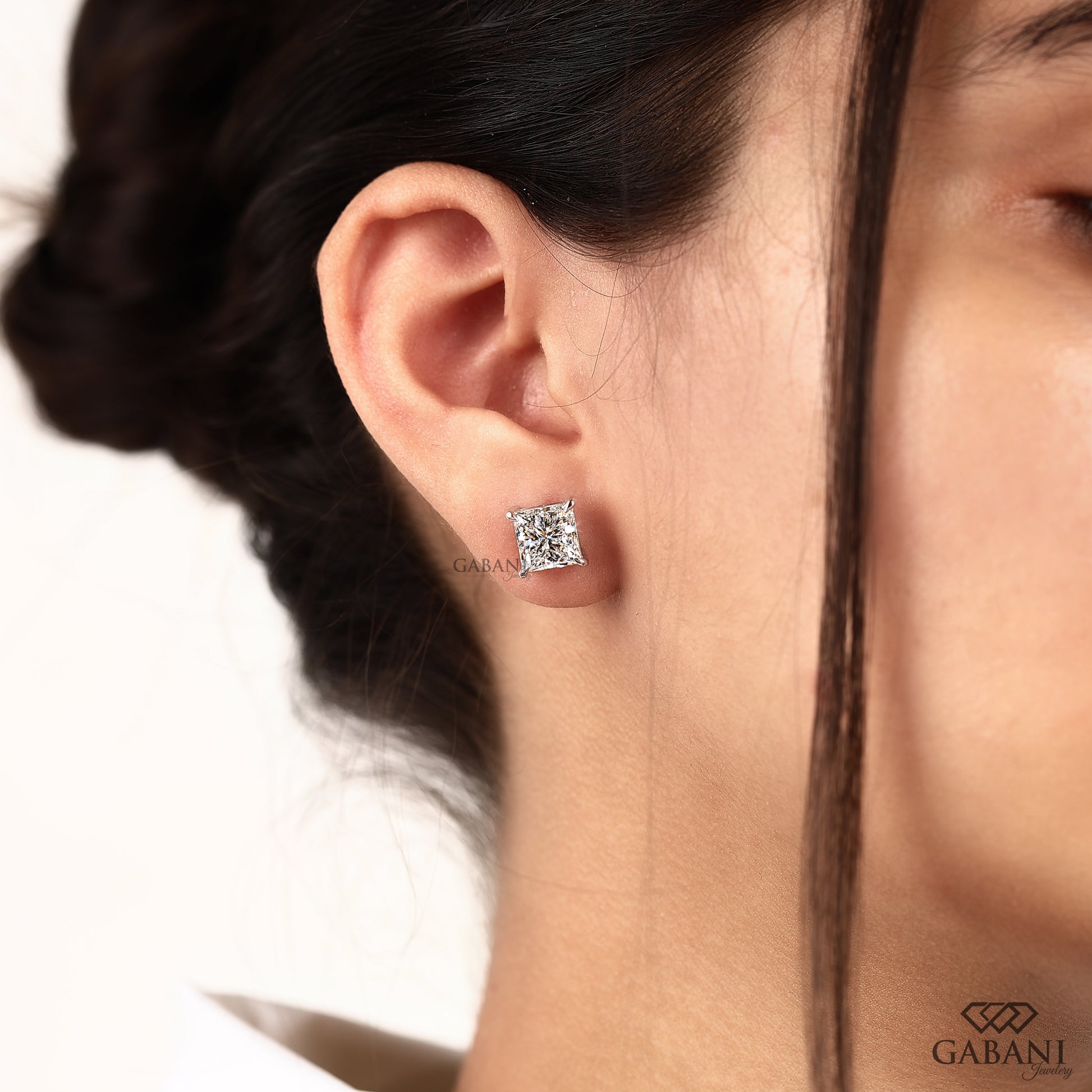 VS1 VVS clarity princess cut lab diamond earrings
