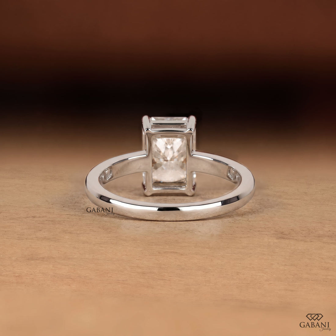 Radiant Cut Lab Grown Diamond Engagement Ring, 18K White Gold Solitaire