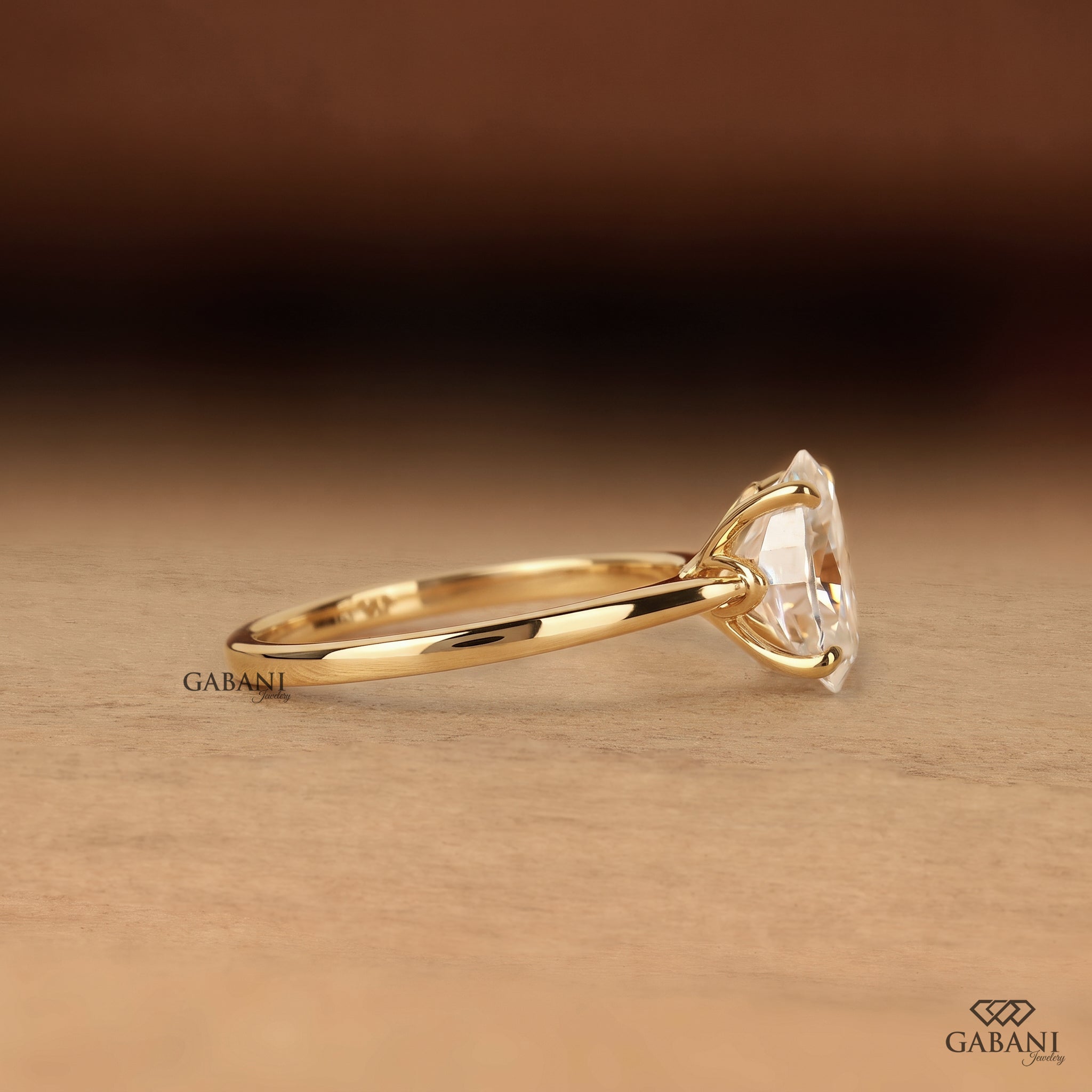 Oval Cut Diamond Solitaire Engagement Ring in Yellow Gold, Four Prong Setting