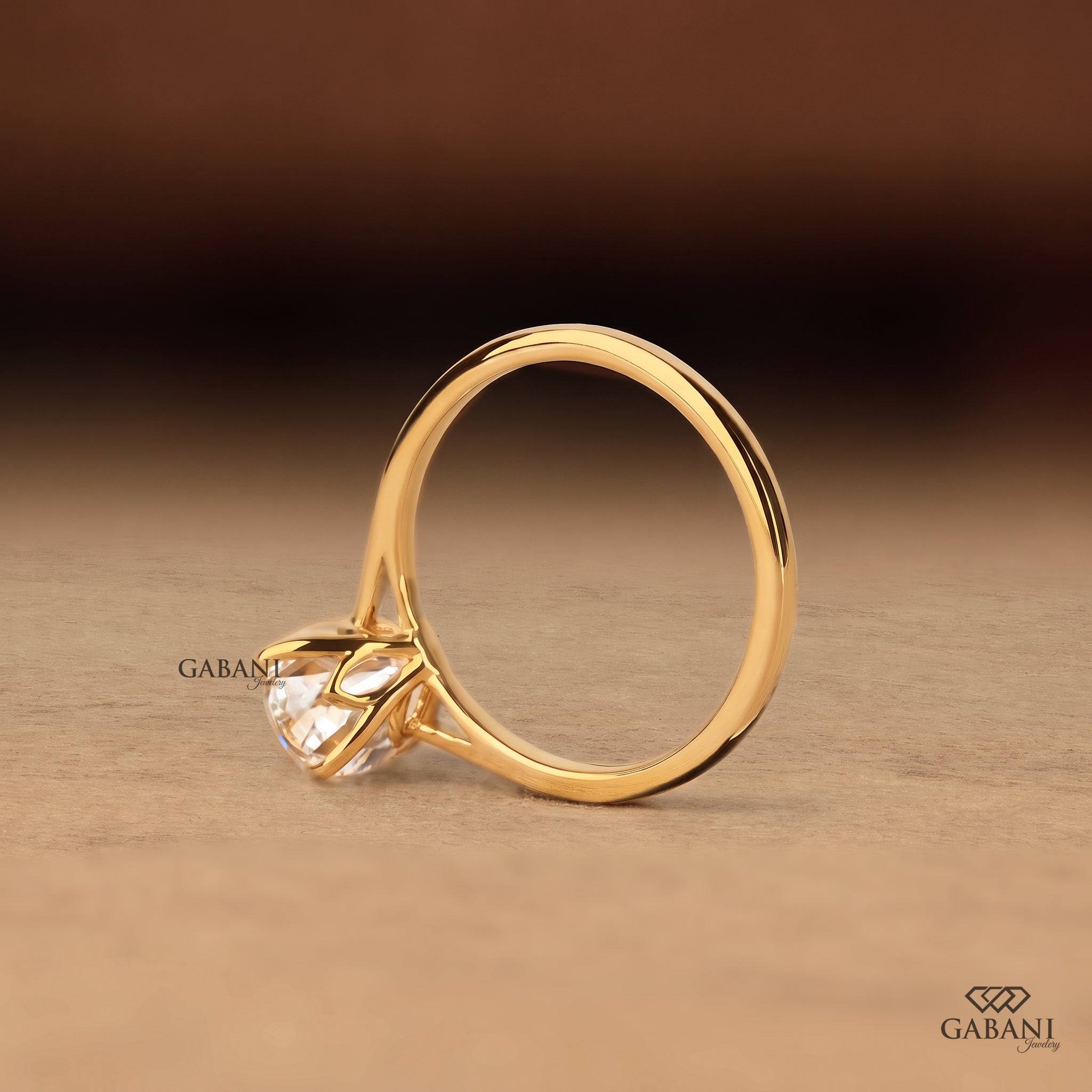 Oval Cut Diamond Solitaire Engagement Ring in Yellow Gold, Four Prong Setting