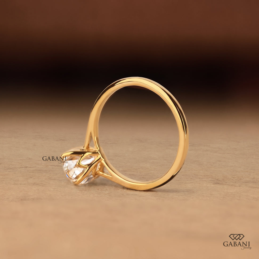 Oval Cut Diamond Solitaire Engagement Ring in Yellow Gold, Four Prong Setting