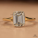 Emerald Cut Diamond Bezel Solitaire Engagement Ring