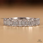 Emerald cut Lab Grown Diamond Wedding Band - White Gold