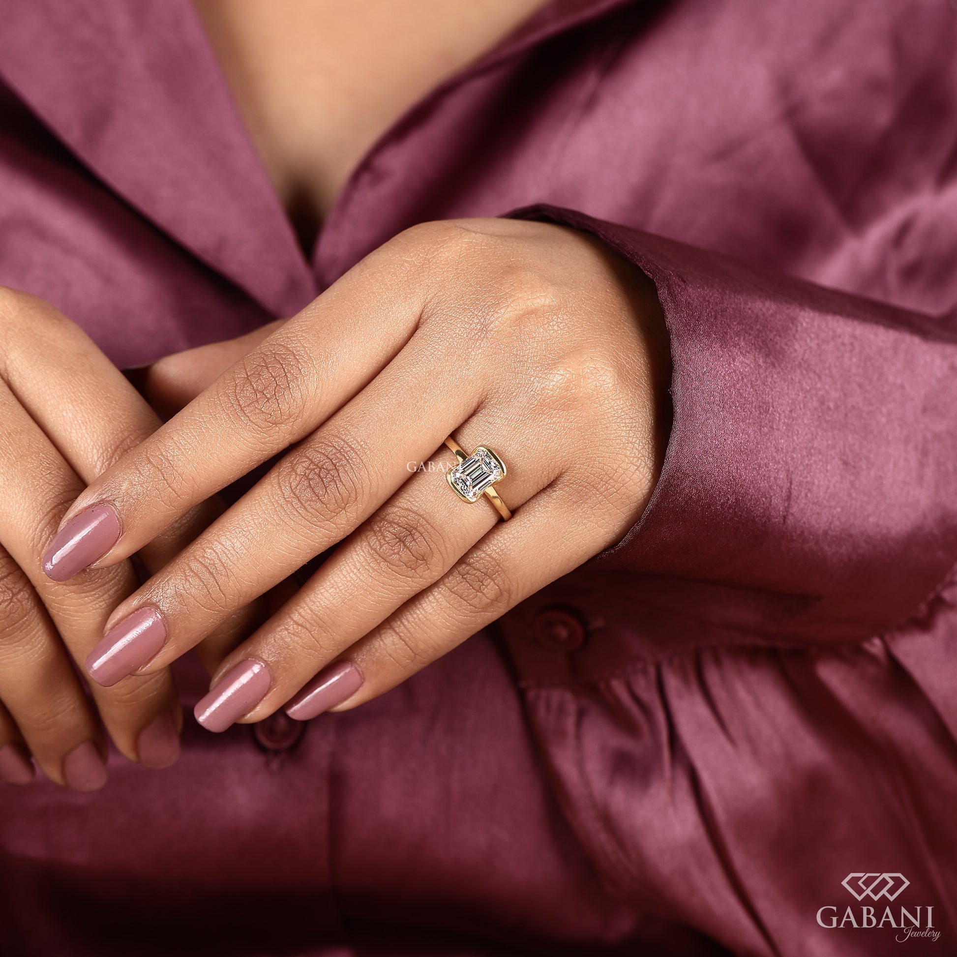 yellow gold emerald cut lab grown diamond solitaire with clean modern design