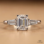 Emerald cut Diamond Three Stone Ring For Women