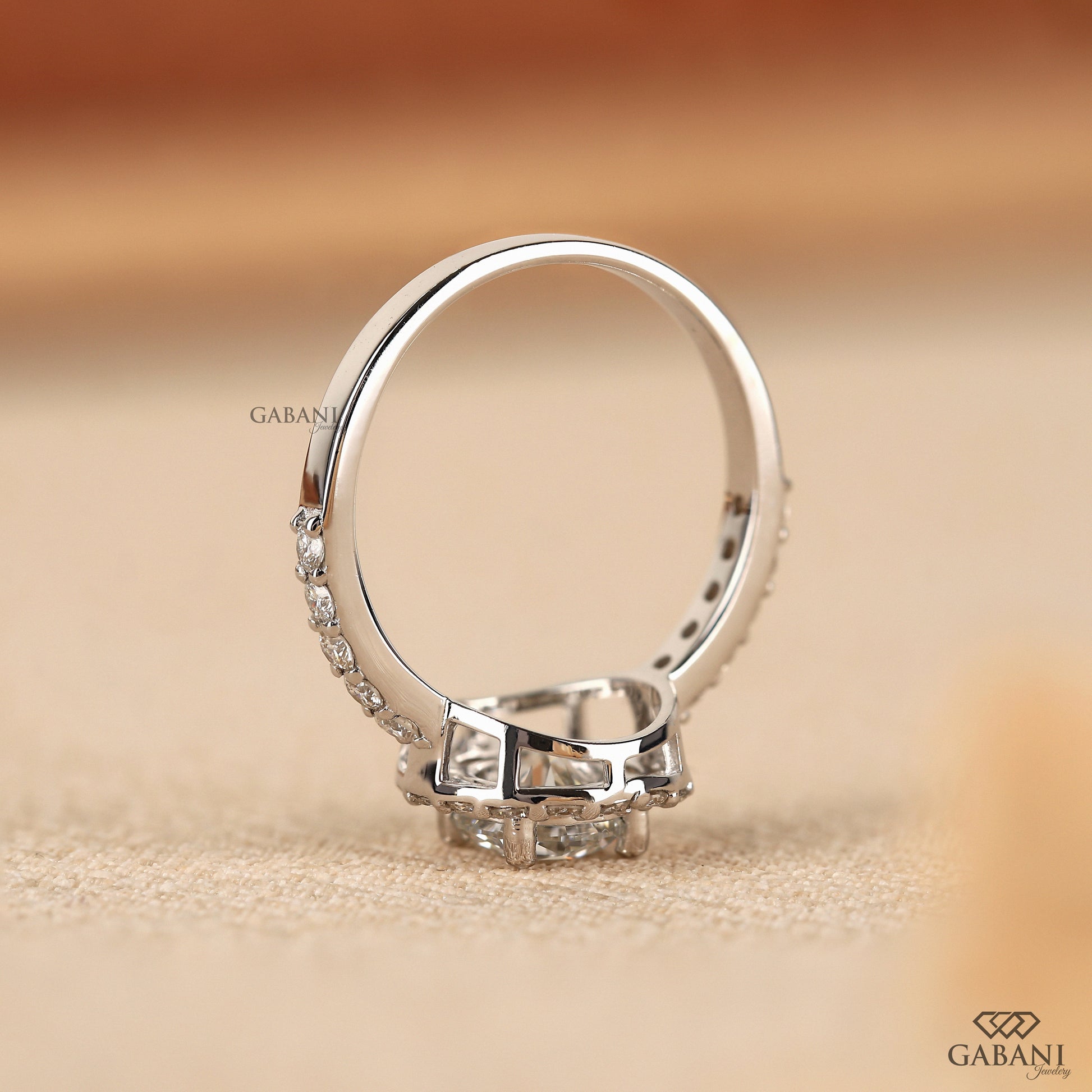 white gold round halo lab grown diamond engagement ring