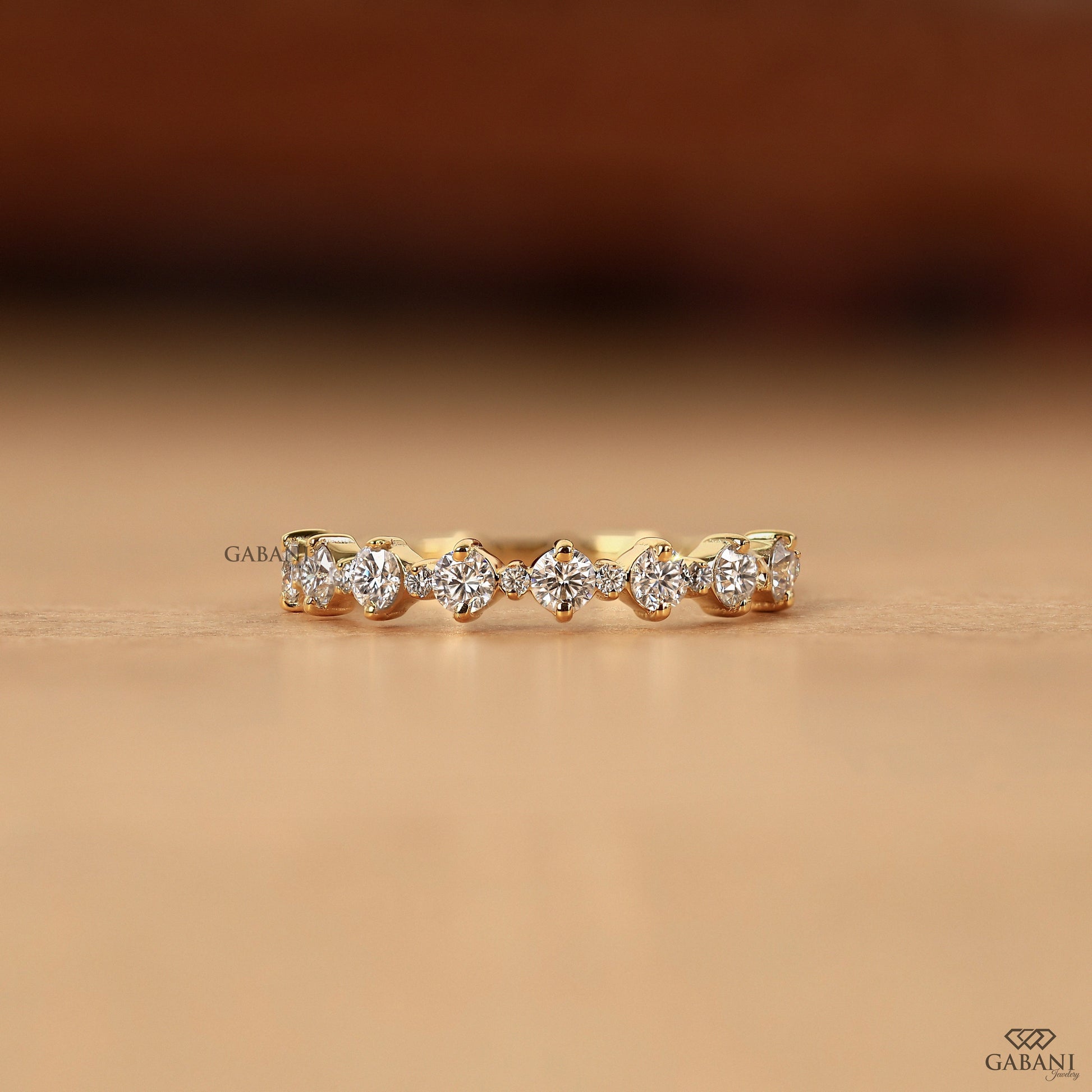 Gabani Jewelry half eternity lab diamond band in yellow gold