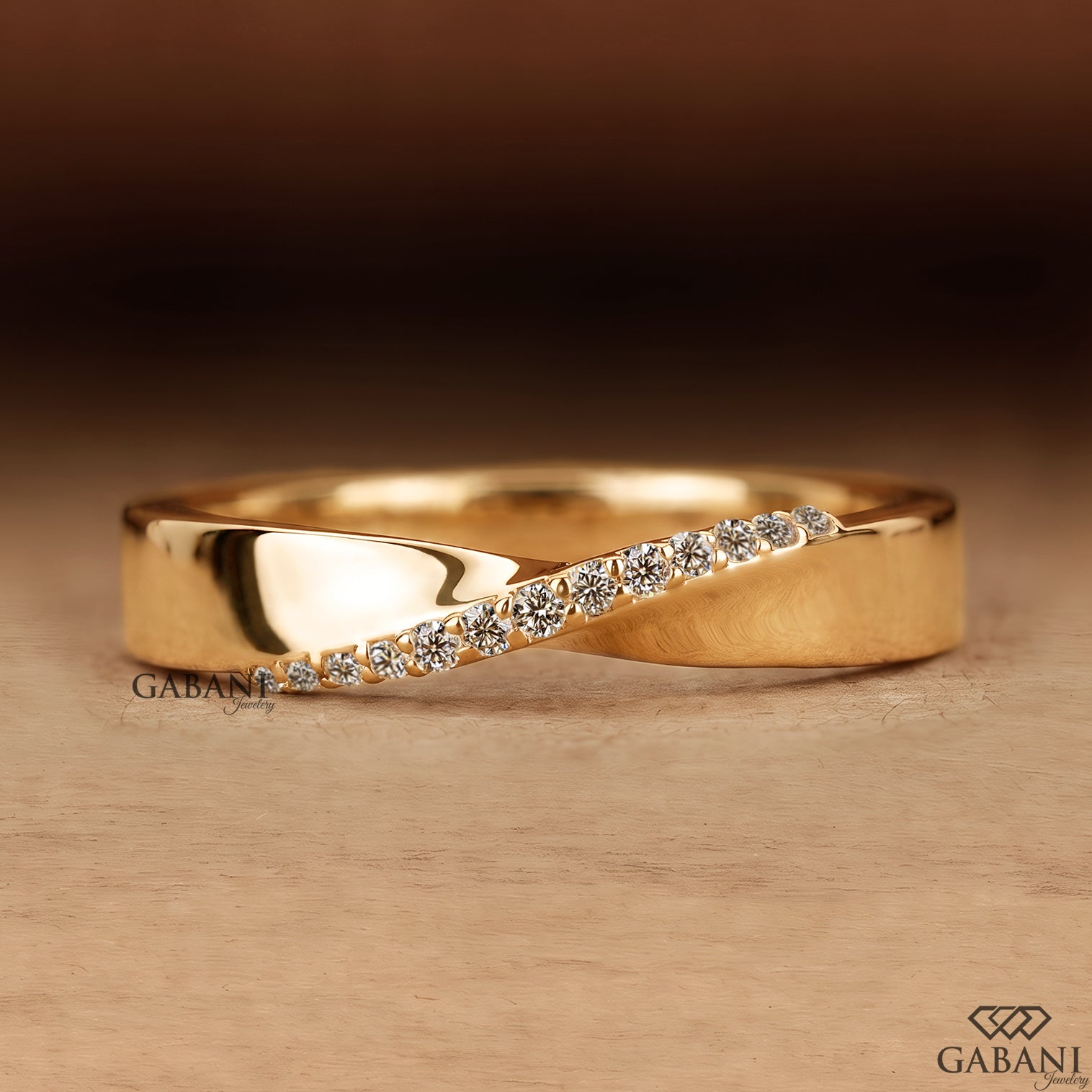 Twisted Lab Grown Diamond Wedding Band - Mobius Style