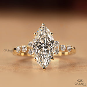Marquise cut Diamond Engagement Ring in Cluster Style
