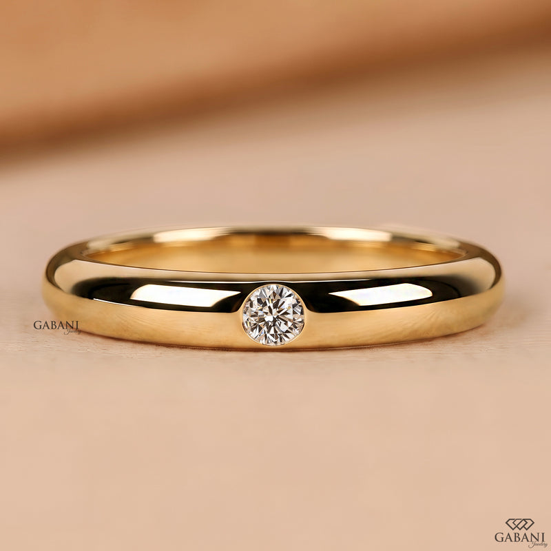 Flush set Wedding Band, Single Natural Diamond Band