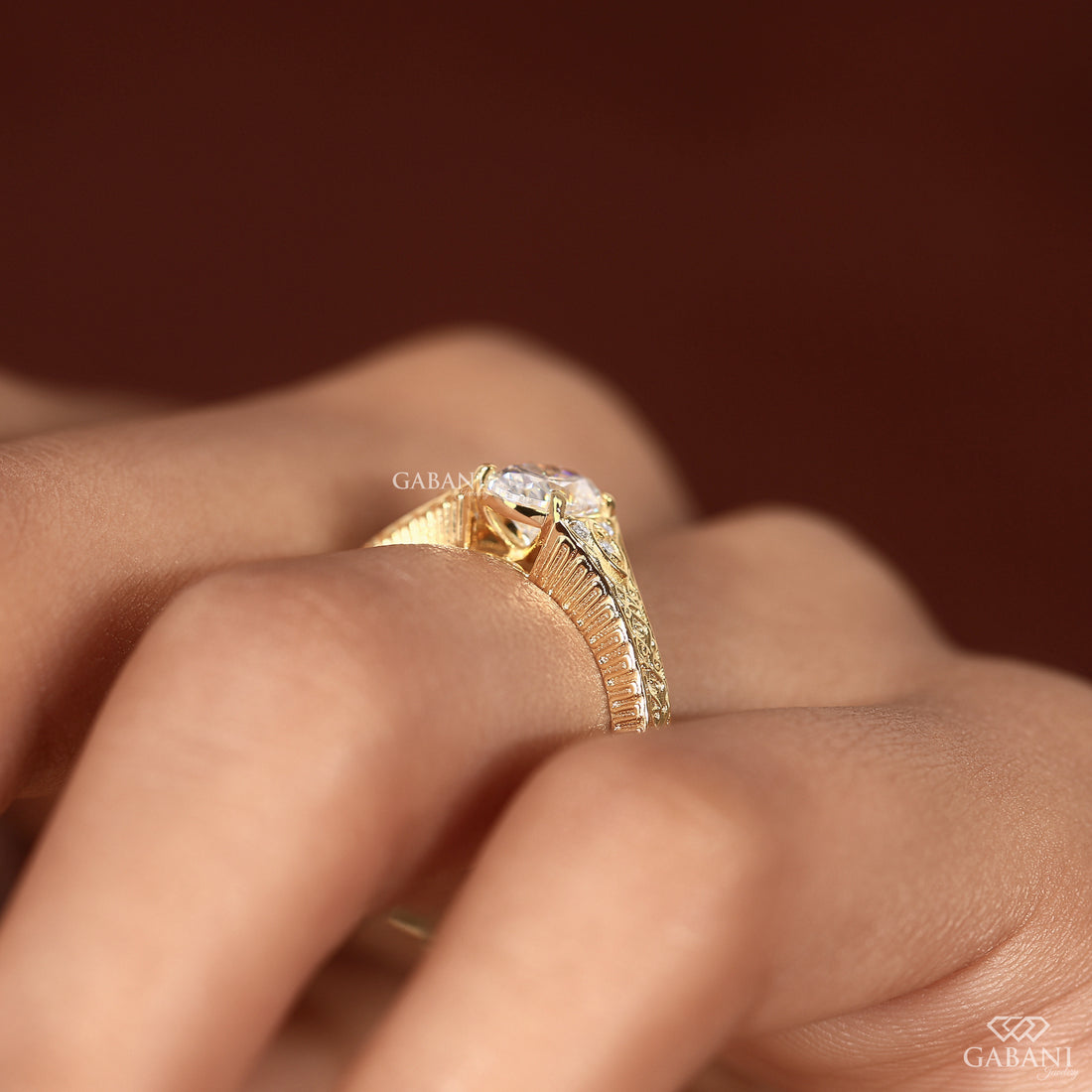 Oval cut lab grown diamond ring in gold