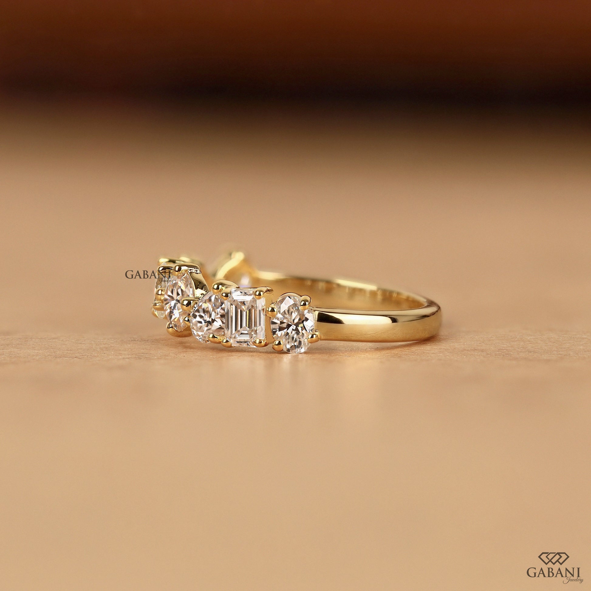 multi diamond wedding ring in yellow gold