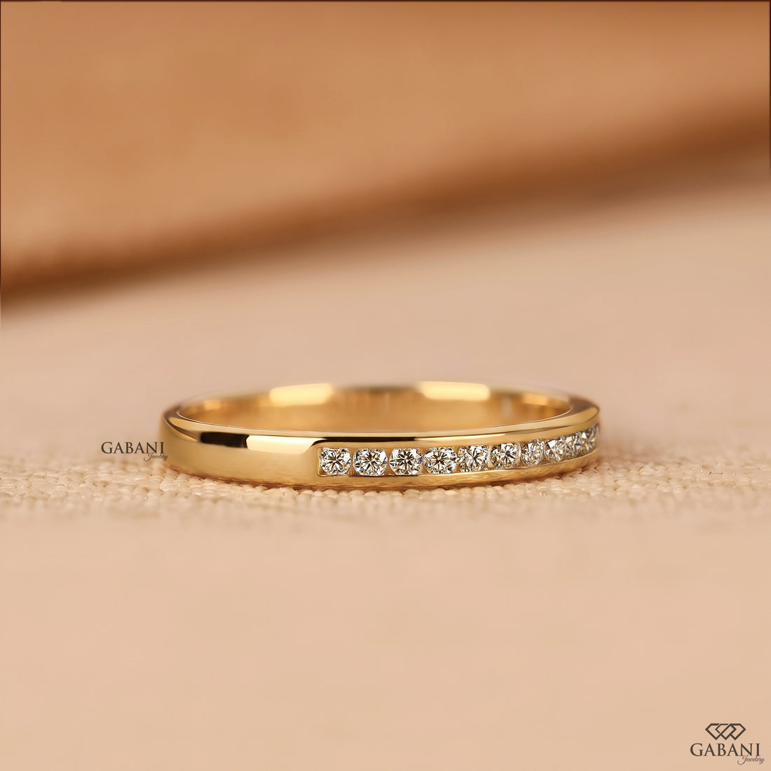 Natural diamond channel set half eternity band
