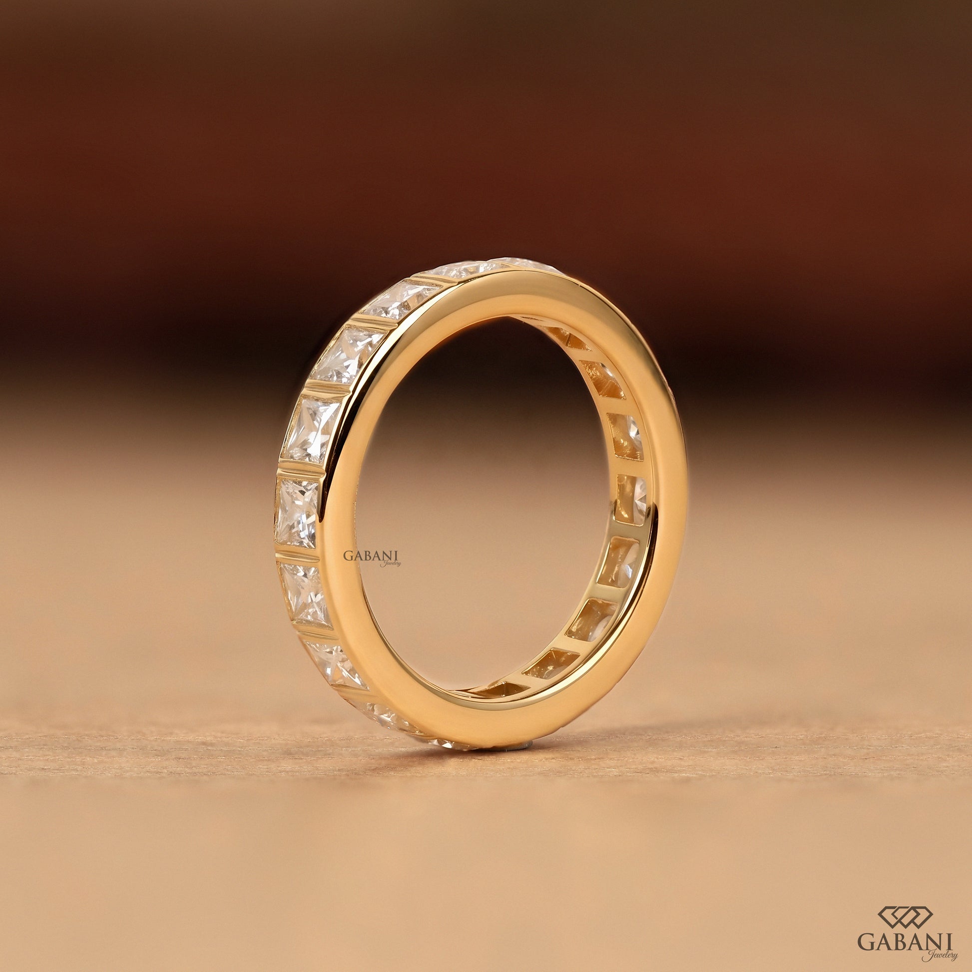 lab created diamond wedding band with straight thick band profile