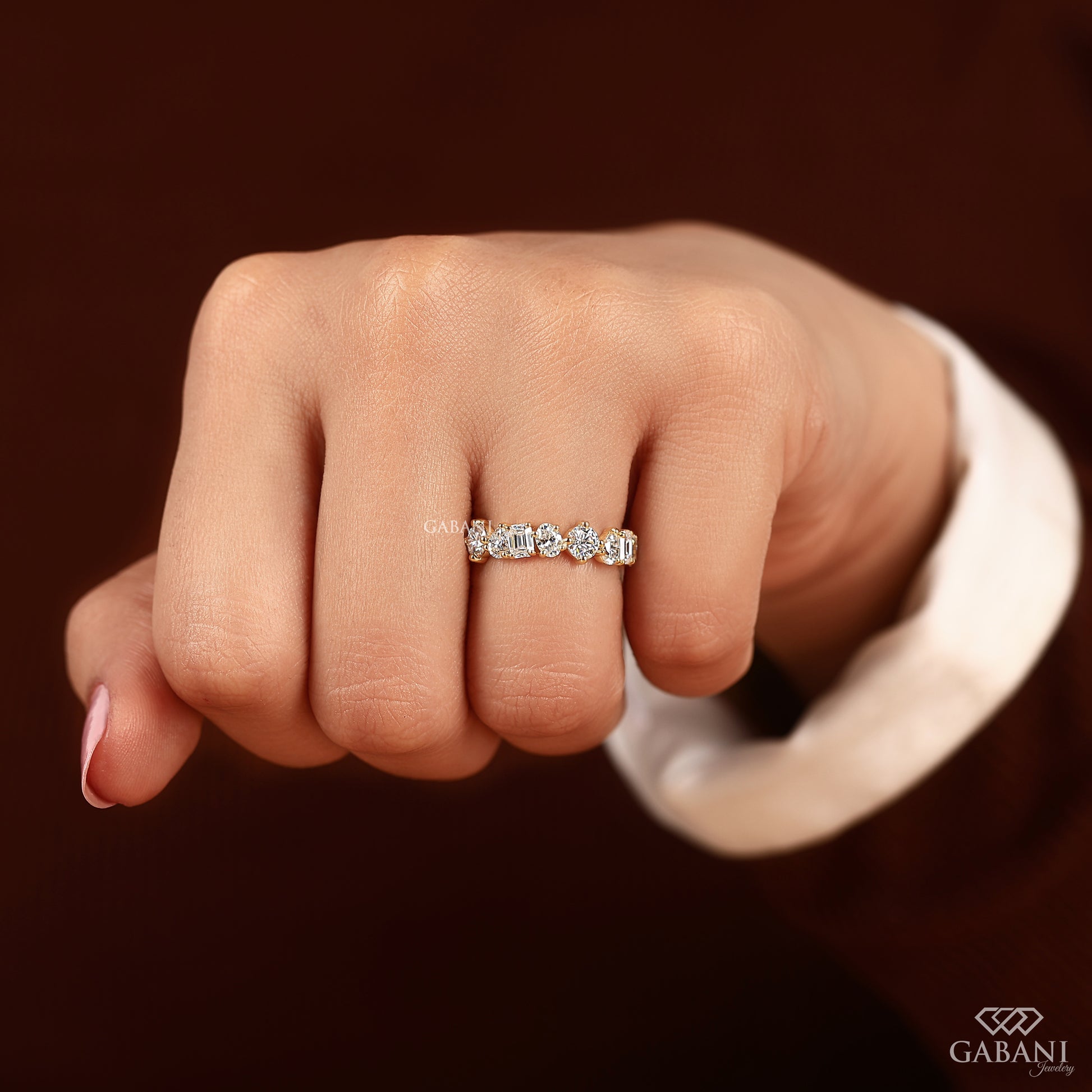 gabanijewelry stackable bridal band with lab diamonds