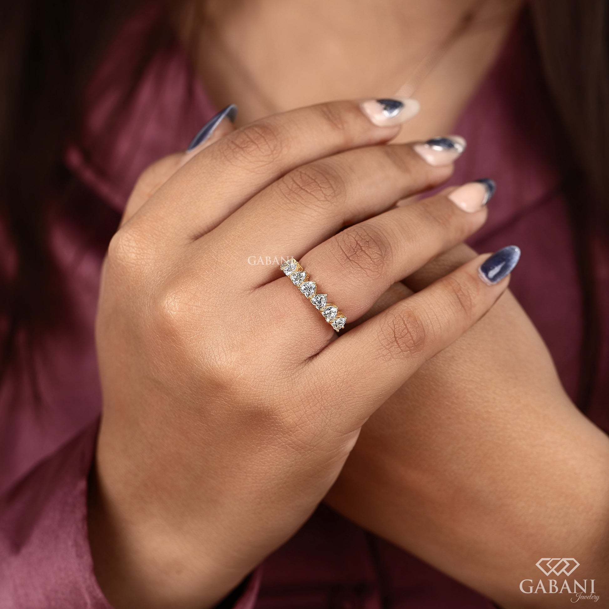 lab created heart diamond wedding ring with curved design