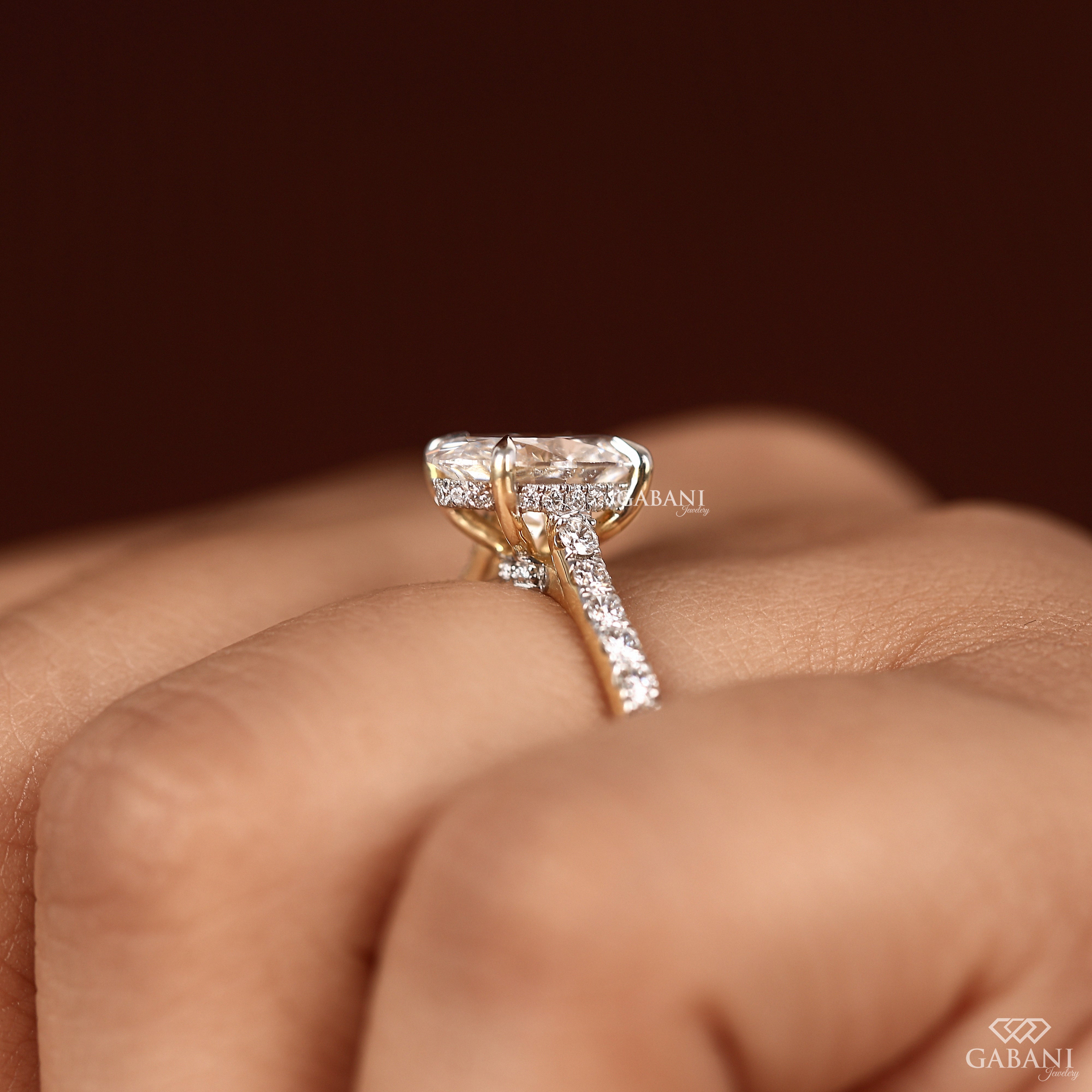 Handmade oval lab grown diamond solitaire ring