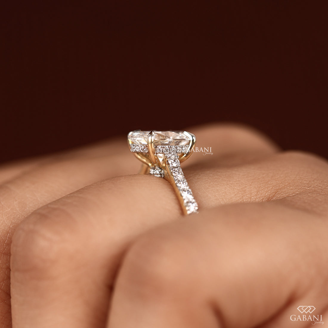 Handmade oval lab grown diamond solitaire ring