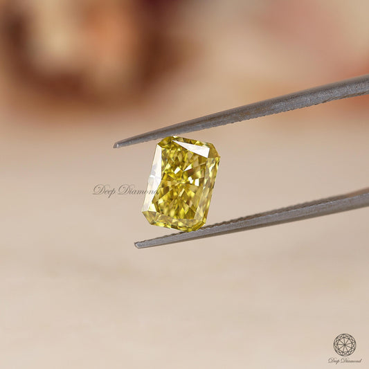 Vivid Yellow Radiant cut Lab Grown Diamond, Loose Fancy Cut Diamond For Engagement Ring, 2 Carat IGI Certified Eco-Friendly Radiant Diamond