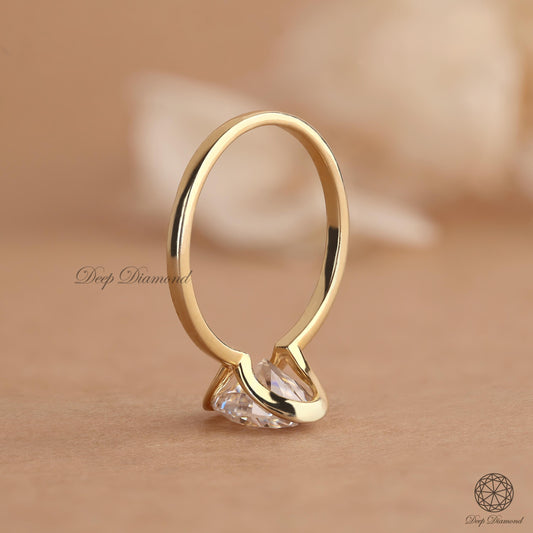 Oval Diamond Ring, Half Bezel set Lab Grown Diamond Engagement Ring, Excellent cut IGI Certified 1 to 3 CT Solitaire Ring, Anniversary Ring