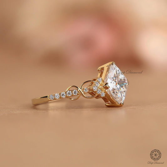 Princess Diamond Engagement Ring For Women, Vintage Style Ring, IGI Certified Lab Grown Diamond Ring, Classic Twist Design Ring, Bridal Ring