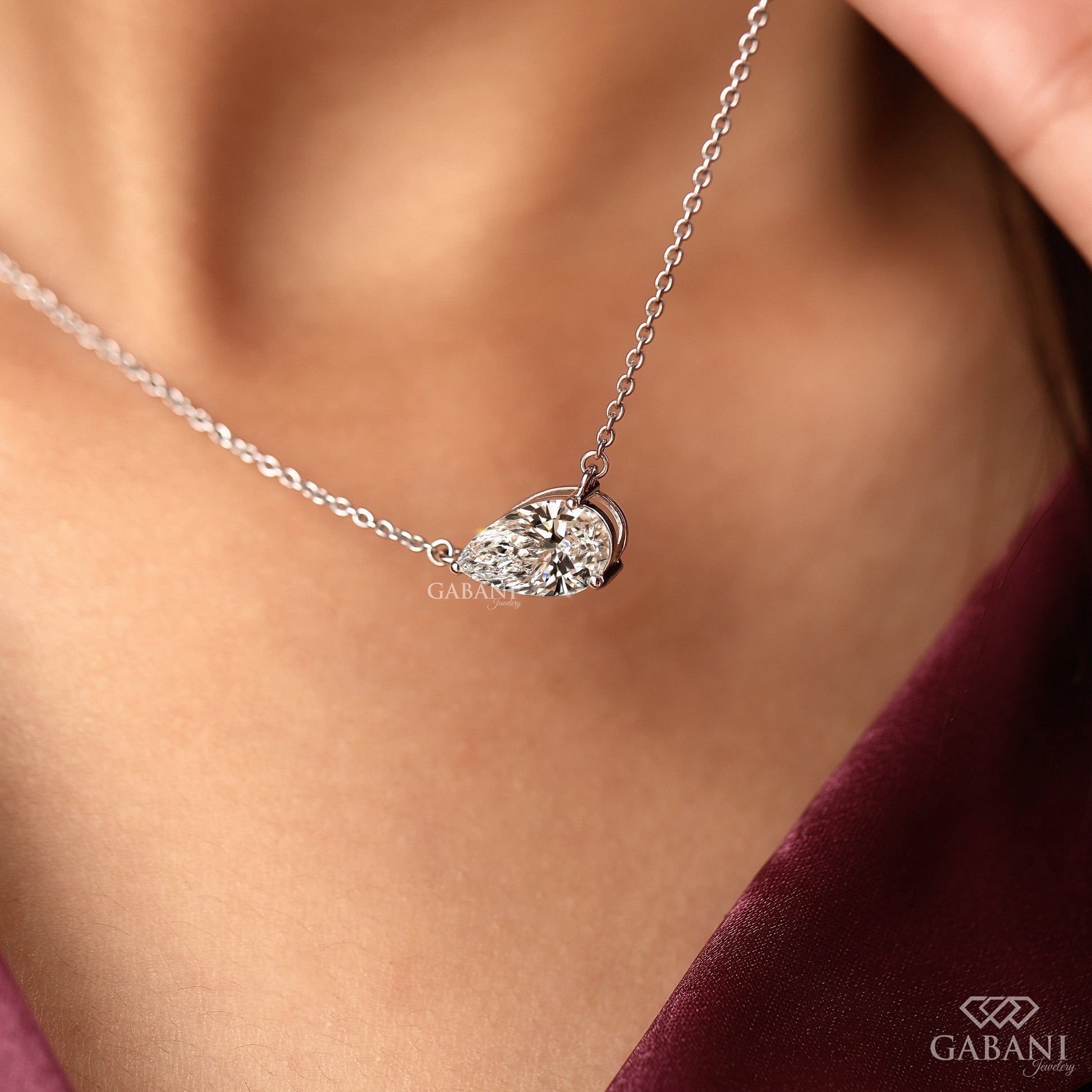 Certified lab grown diamond pear pendant